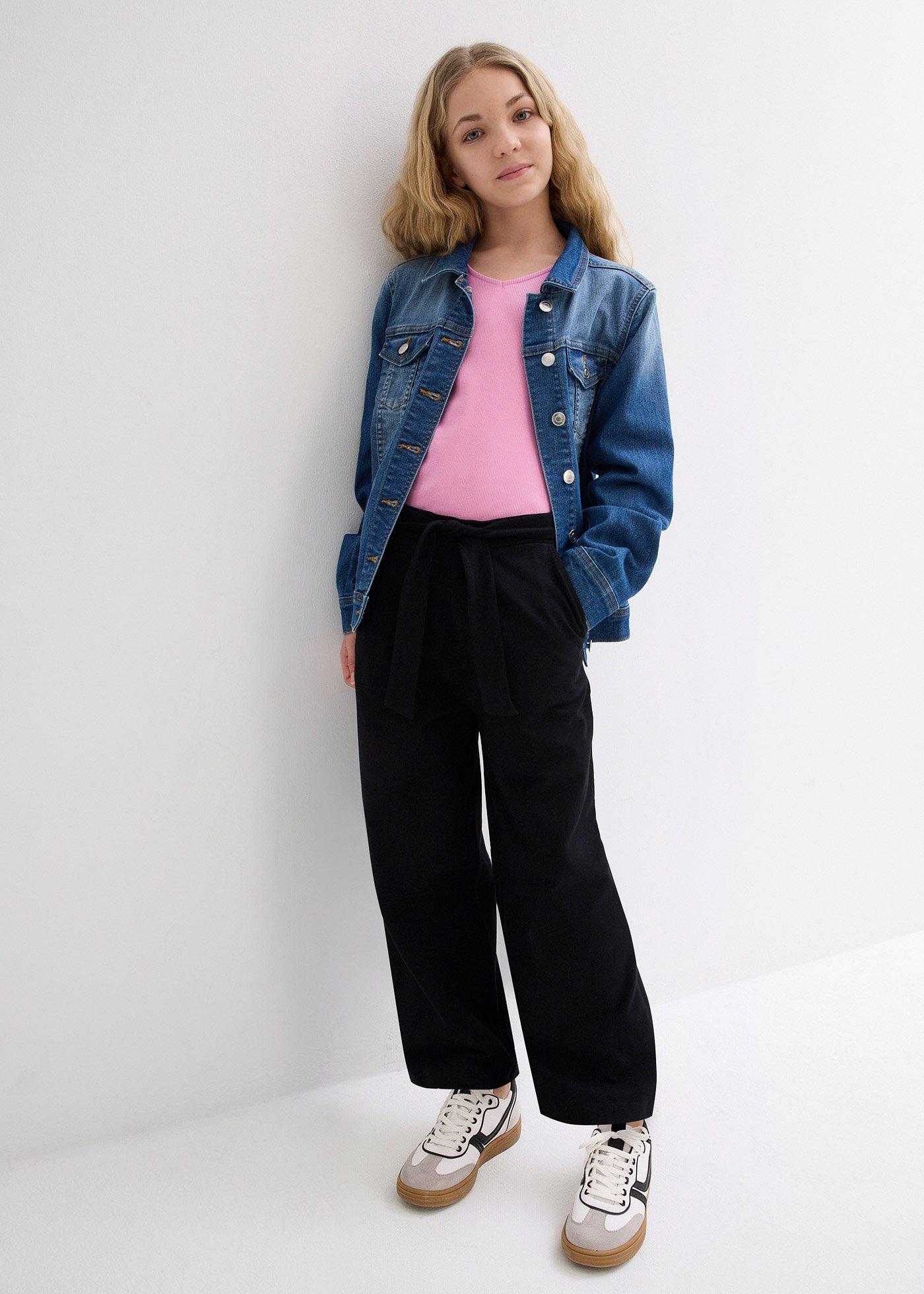 Spodnie culotte z elastycznym paskiem, uszyte z bawełny organicznej - Bonprix