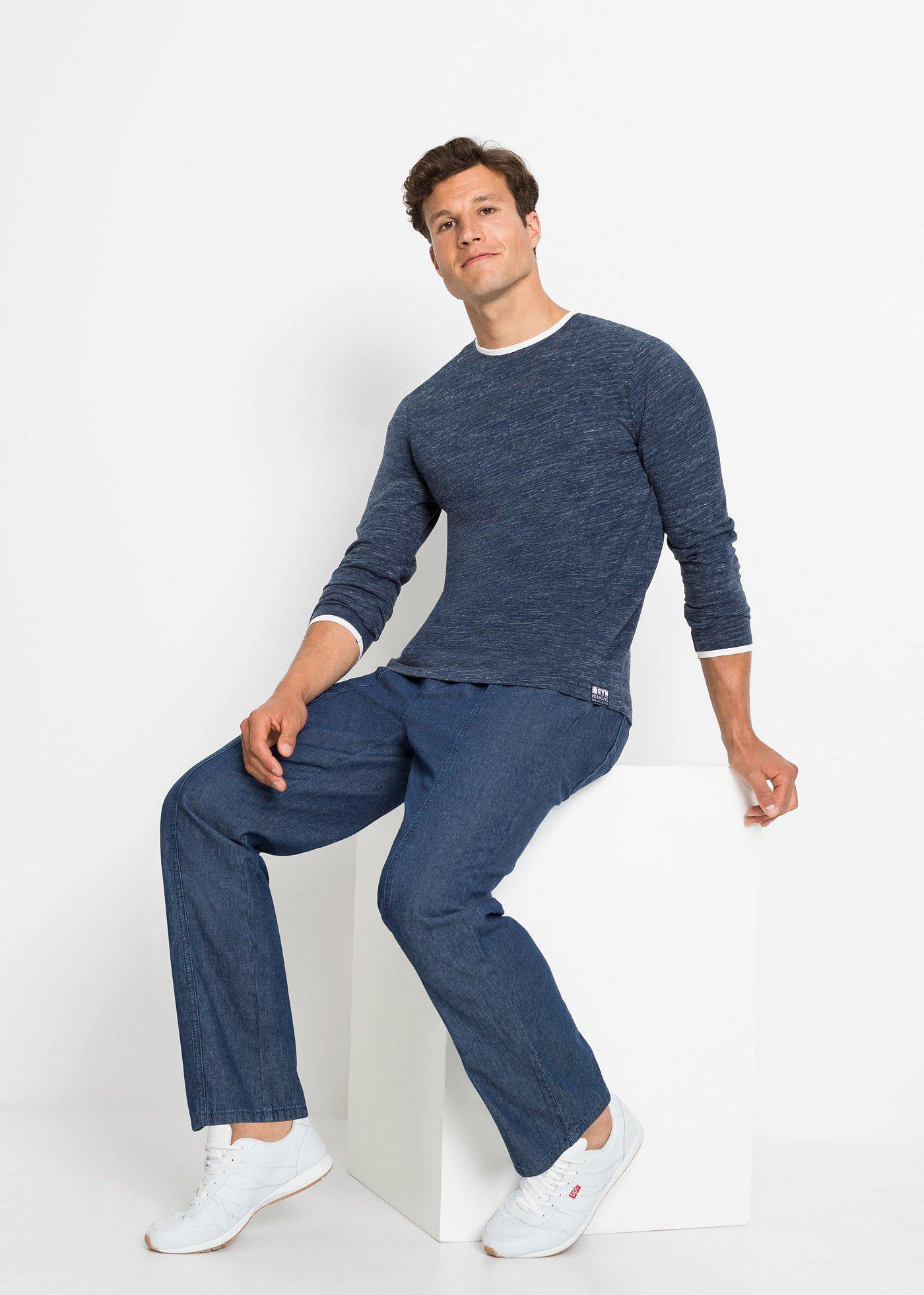 Spodnie z gumką w talii z lekkiej bawełny, classic fit, prosta nogawka - Bonprix