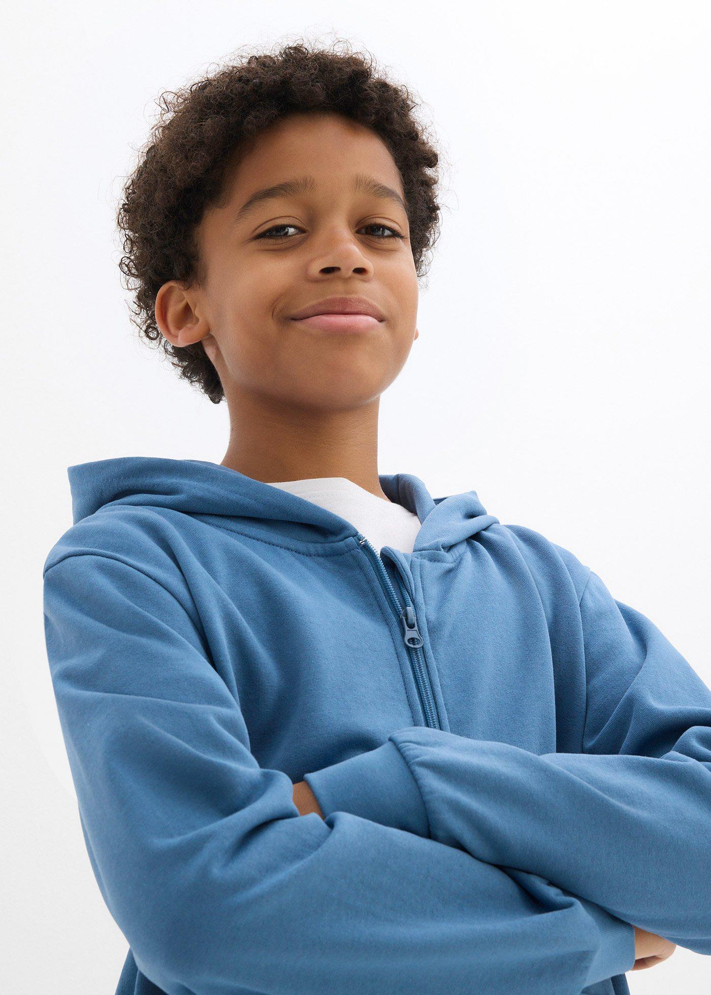 Bluza rozpinana z kapturem, z miękkiej mieszanki bawełny - Bonprix