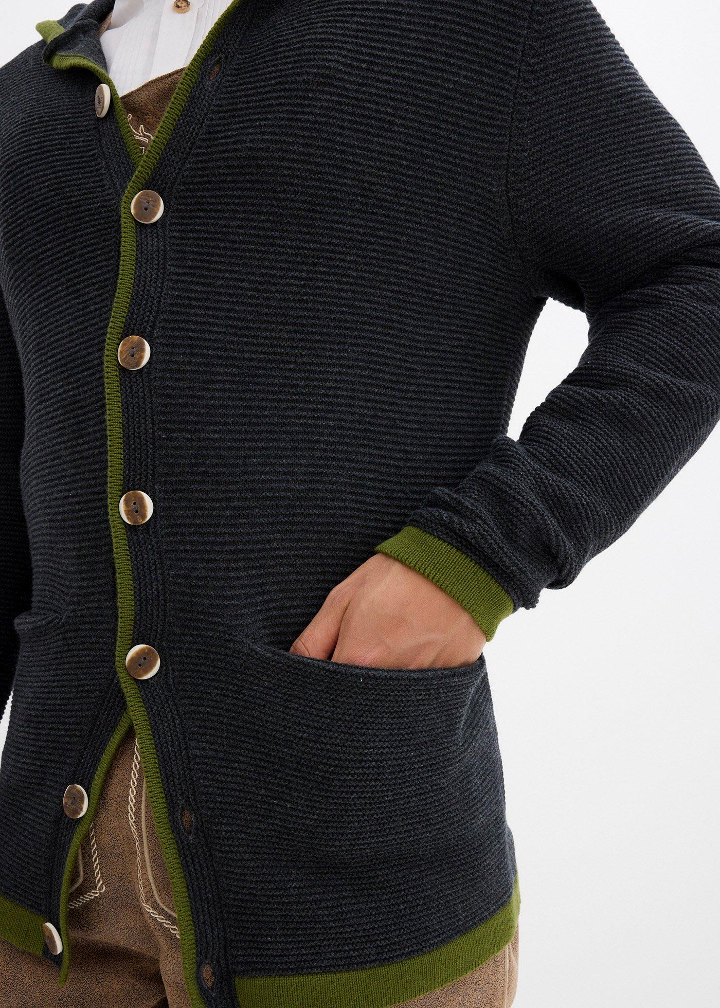 Sweter rozpinany w ludowym stylu, z miękkiej mieszanki bawełny - Bonprix