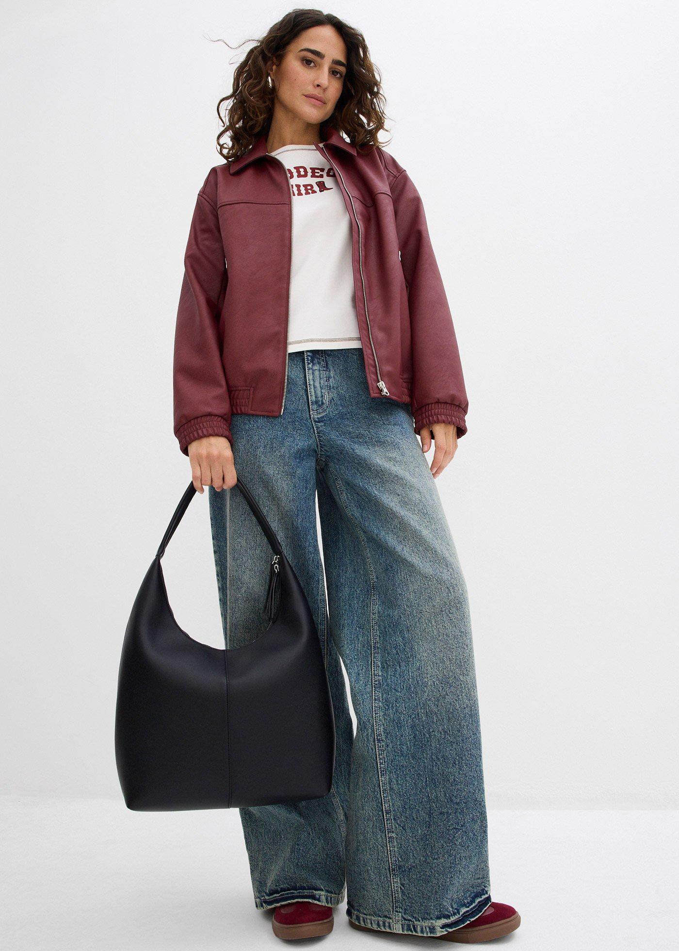 Kurtka oversize z imitacji skóry - Bonprix