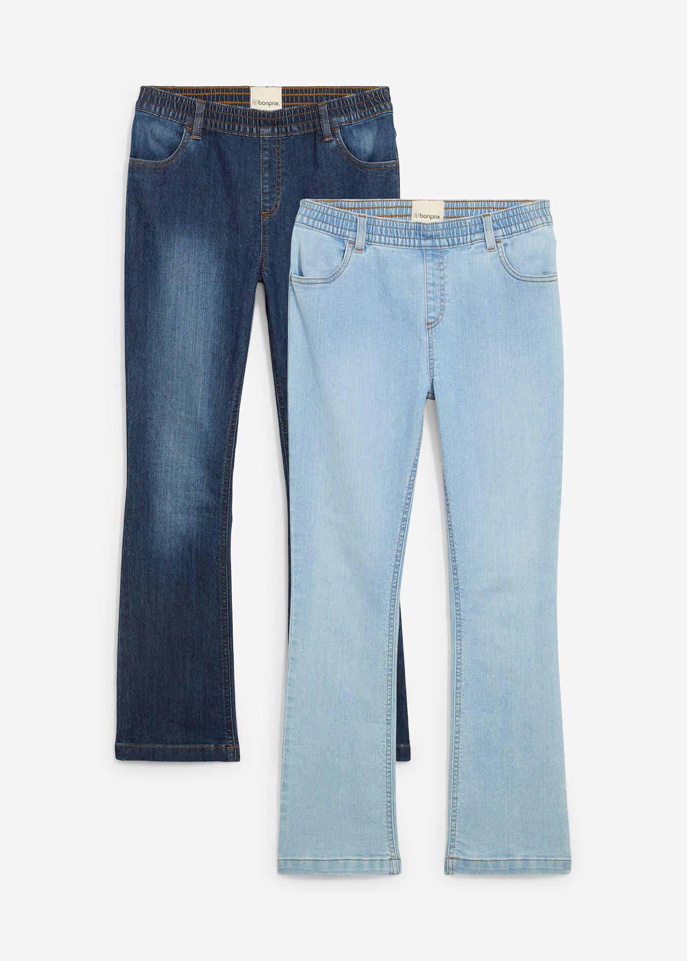 Dżinsy z gumką w talii, mid waist (2-pak) - Bonprix