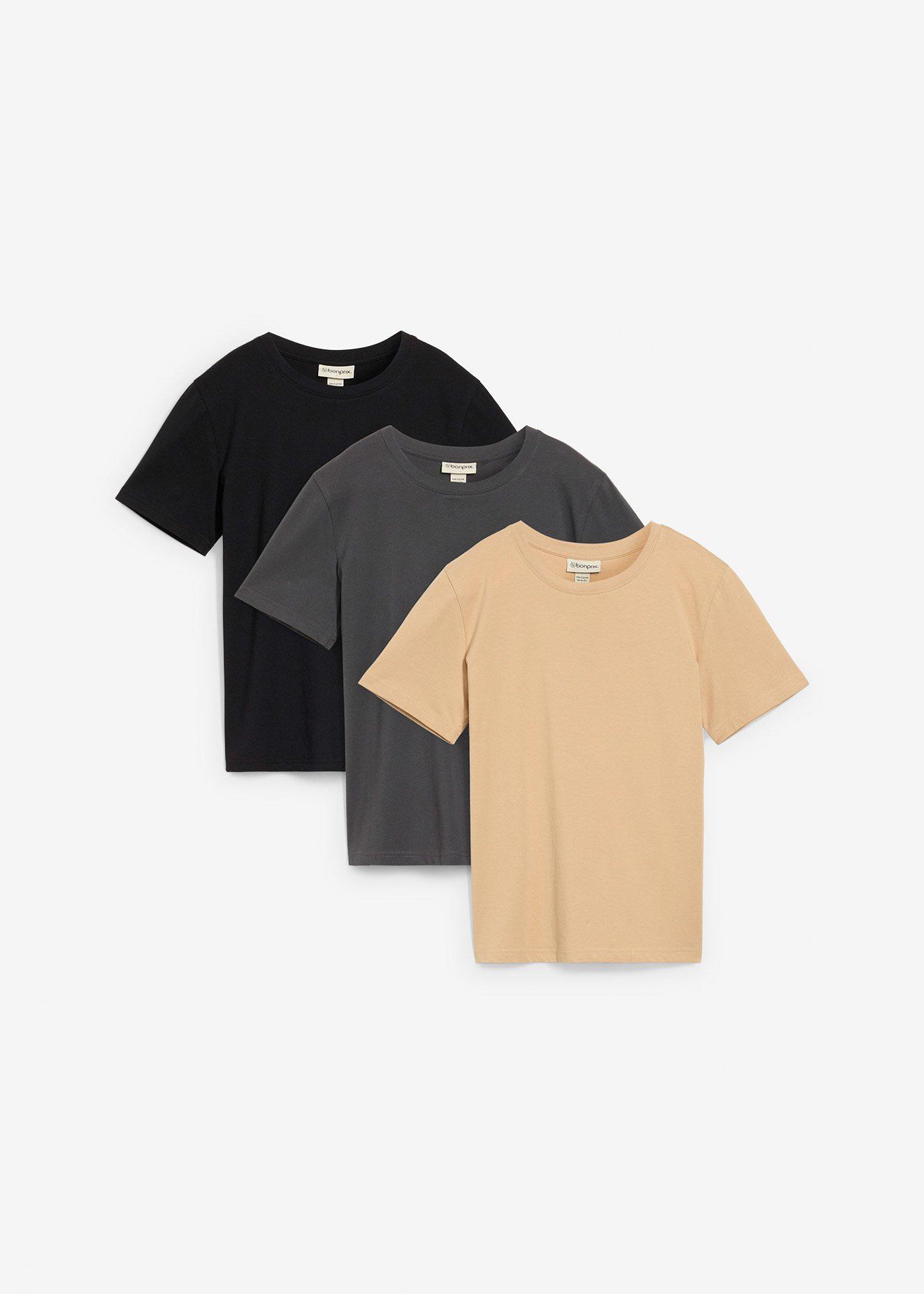 T-shirt z czystej bawełny organicznej (3-pak) - Bonprix