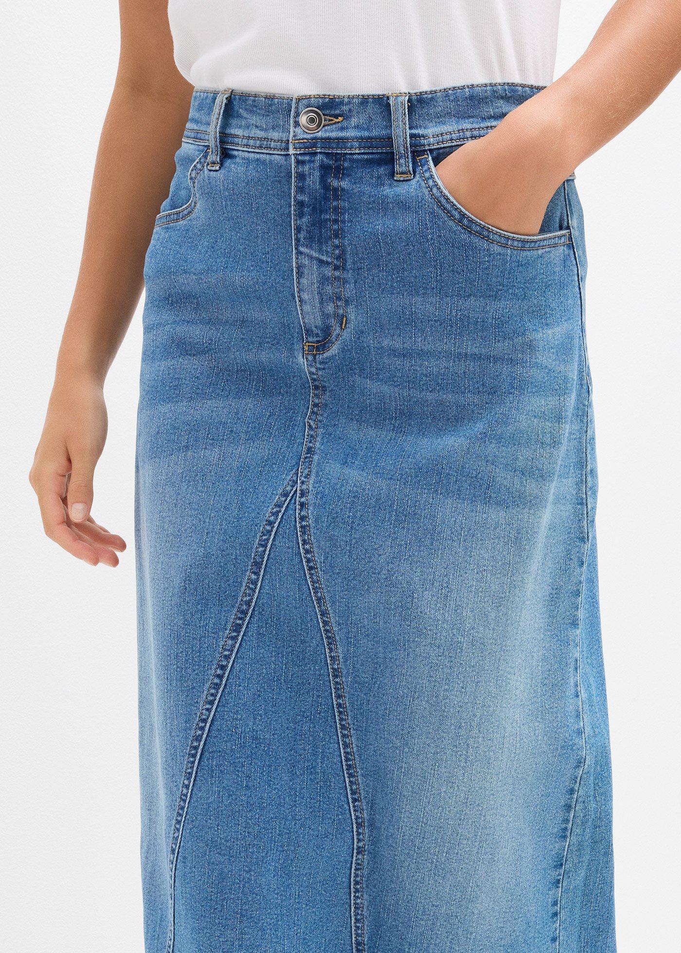 Spódnica dżinsowa ze stretchem, High Waist - Bonprix