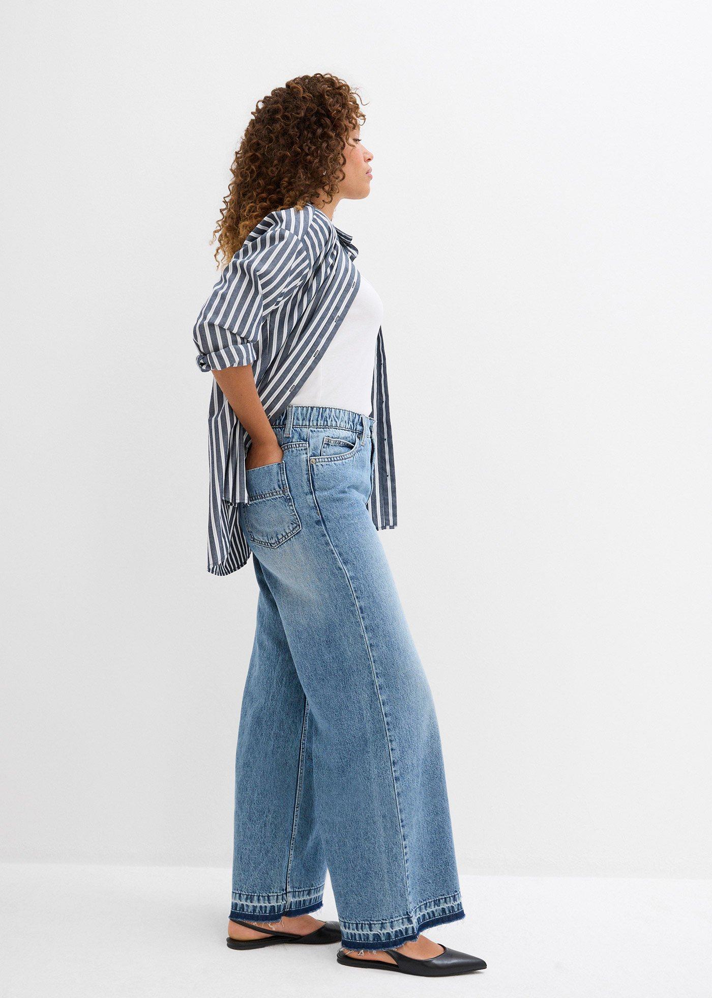 Dżinsy Wide Leg, high waist, cropped - Bonprix