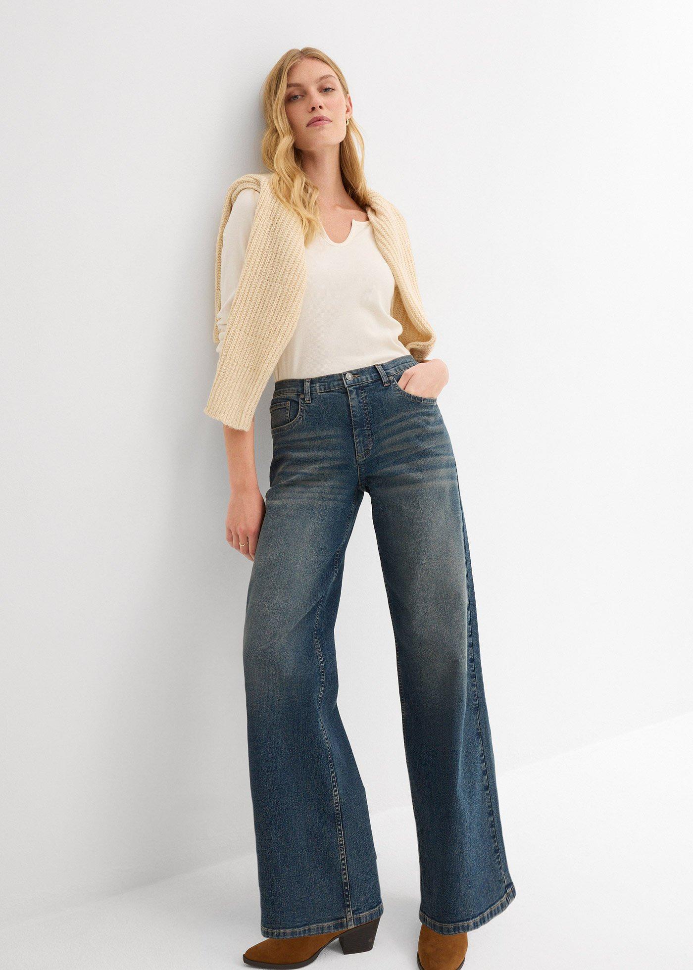 Jeansy wide leg, high waist - Bonprix