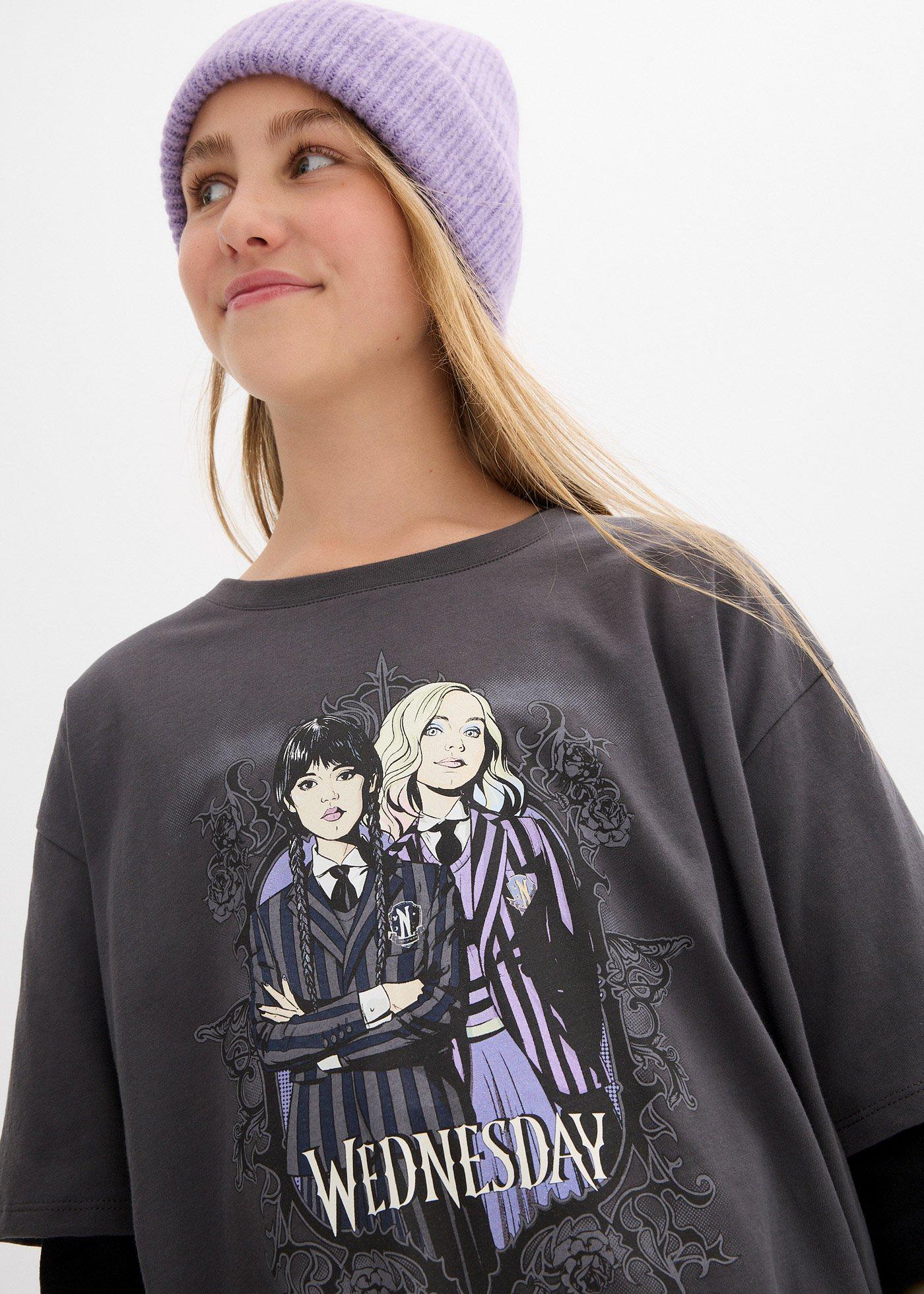 T-shirt z motywem Wednesday z czystej bawełny - Bonprix