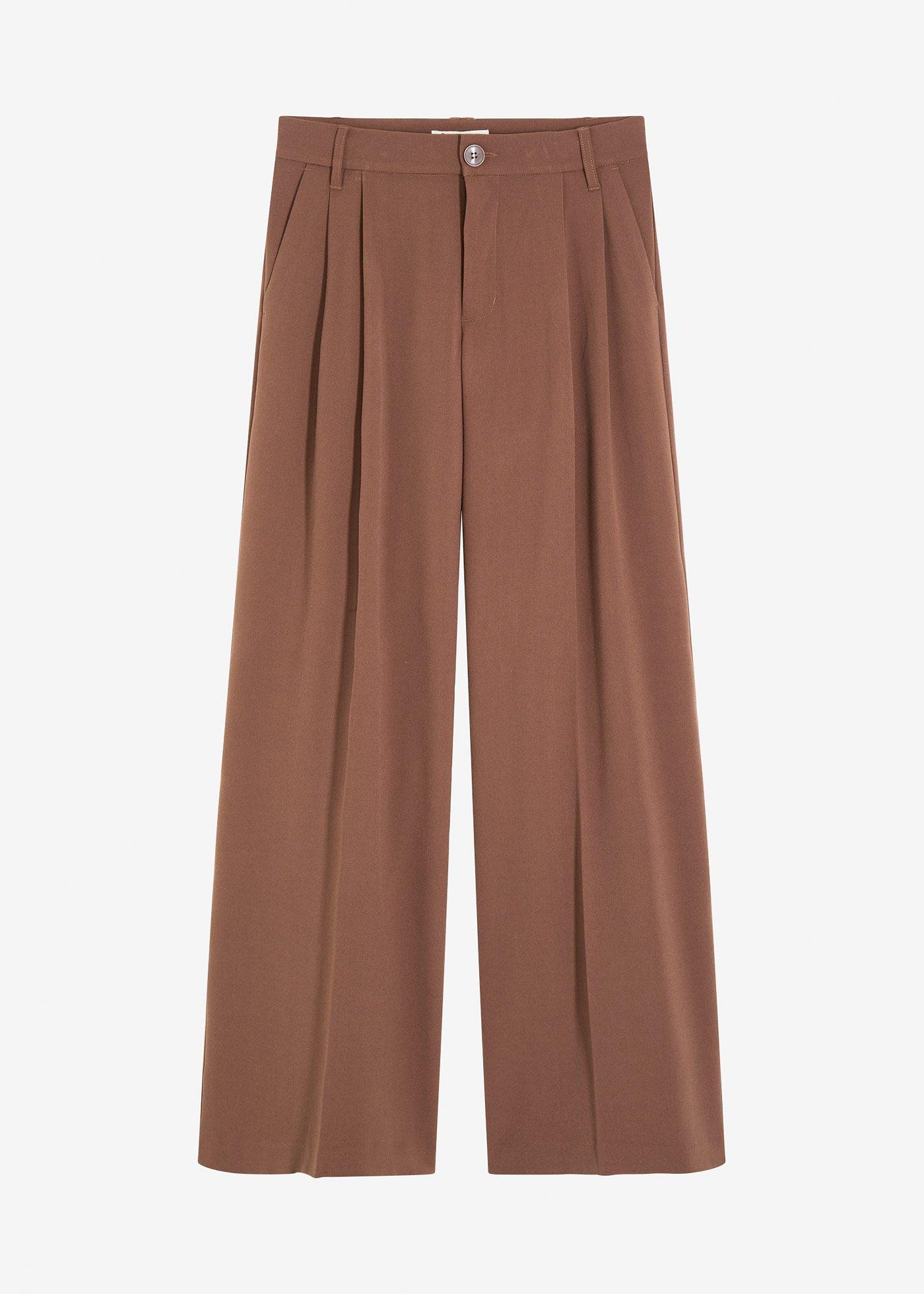 Pantaloni vaporoși cu pense ornamentale din amestec de viscoză