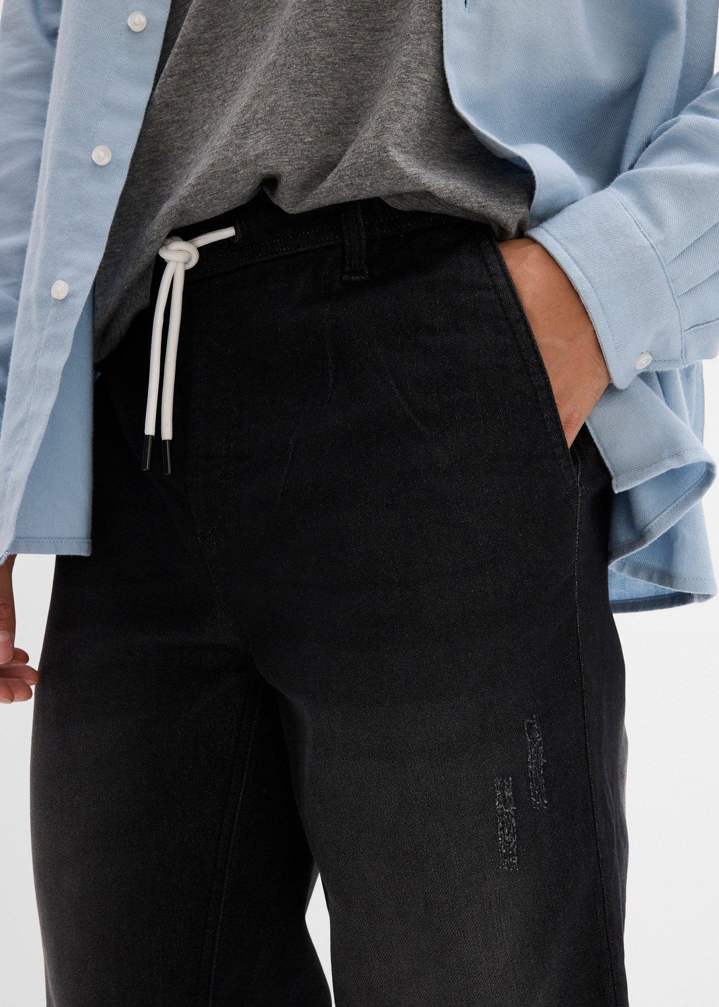 Joggery jeansowe z gumką w talii, regular fit, straight - Bonprix