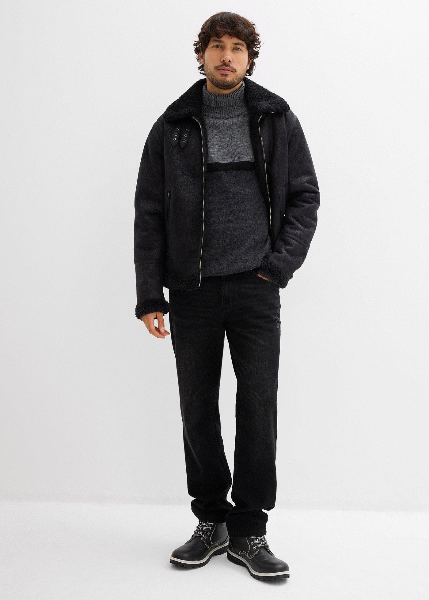 Sweter z golfem, z blokami kolorów - Bonprix