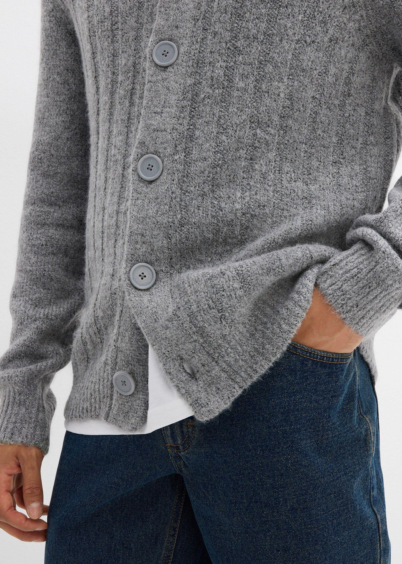 Sweter rozpinany w prążkowany wzór - Bonprix