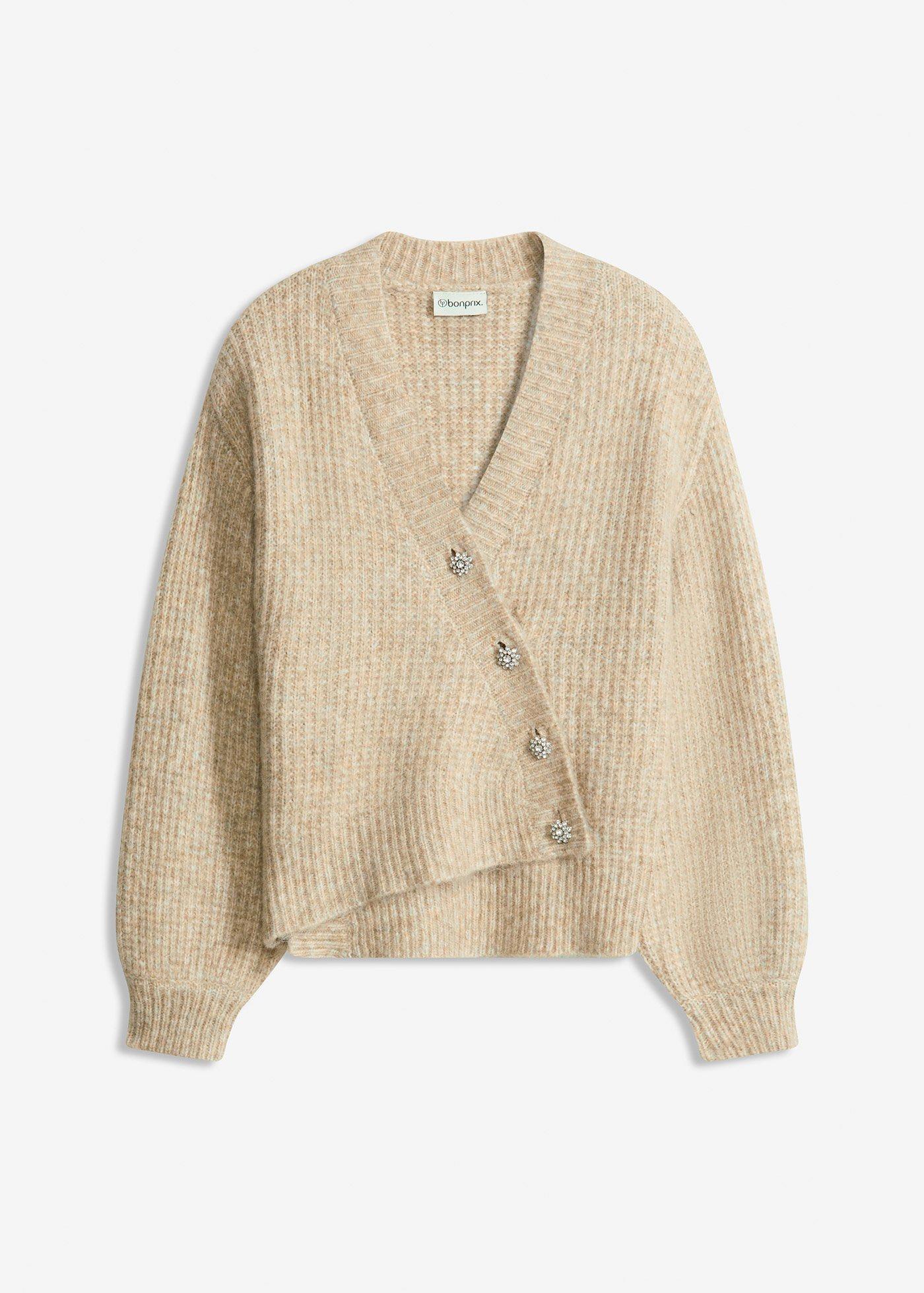 Gilet doux en grosse maille de laine mélangée