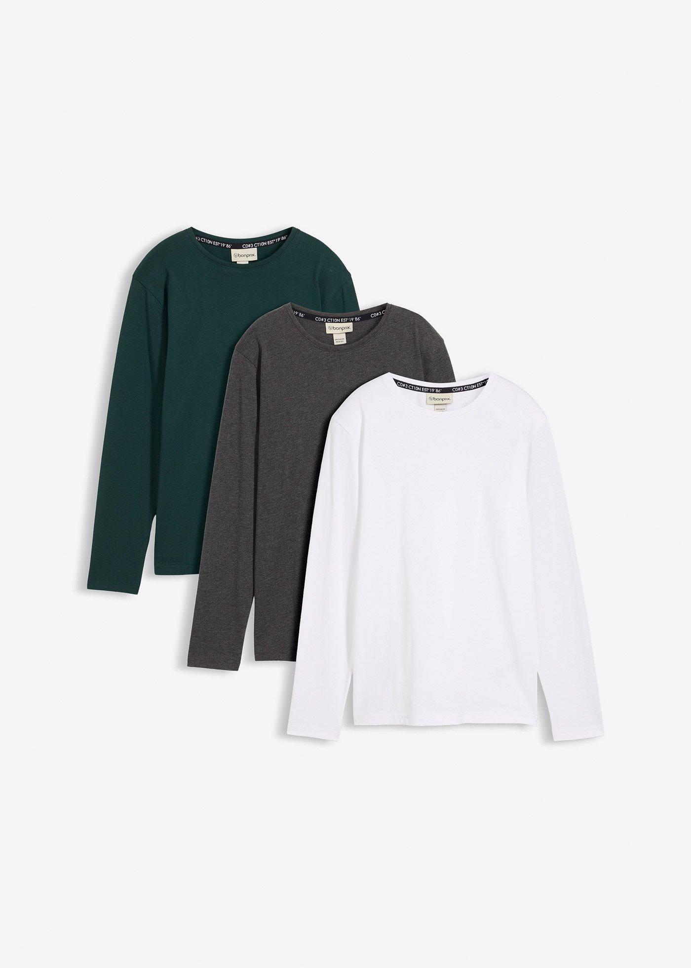 Lot de 3 T-shirts manches longues coton
