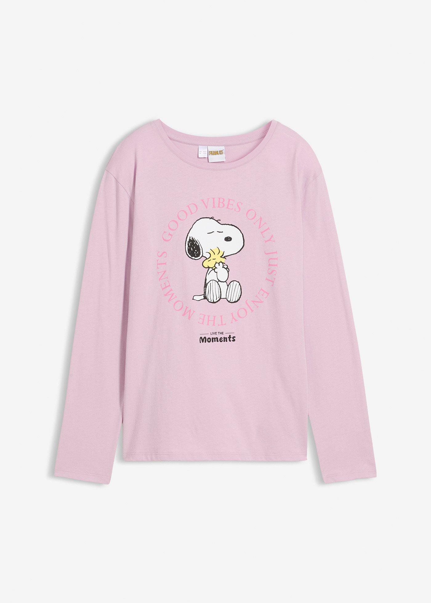 Koszulka z długim rękawem z motywem Snoopy z czystej bawełny - Bonprix