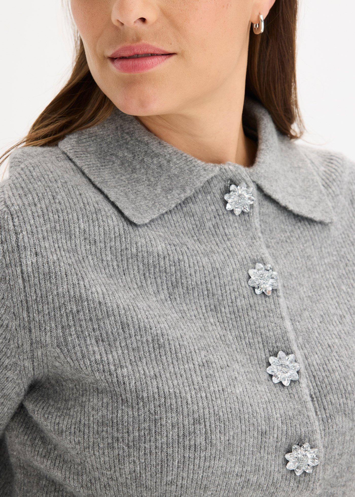 Sweter z kołnierzykiem polo z domieszką wełny - Bonprix