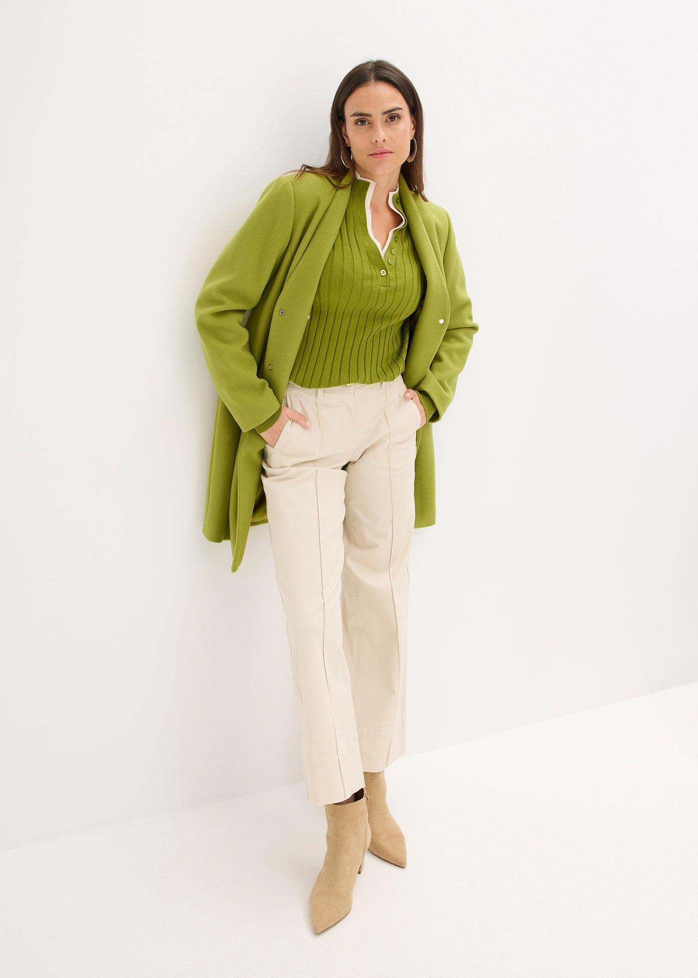 Sweter z prążkowanej tkaniny wiskozowej, 2 w 1 - Bonprix
