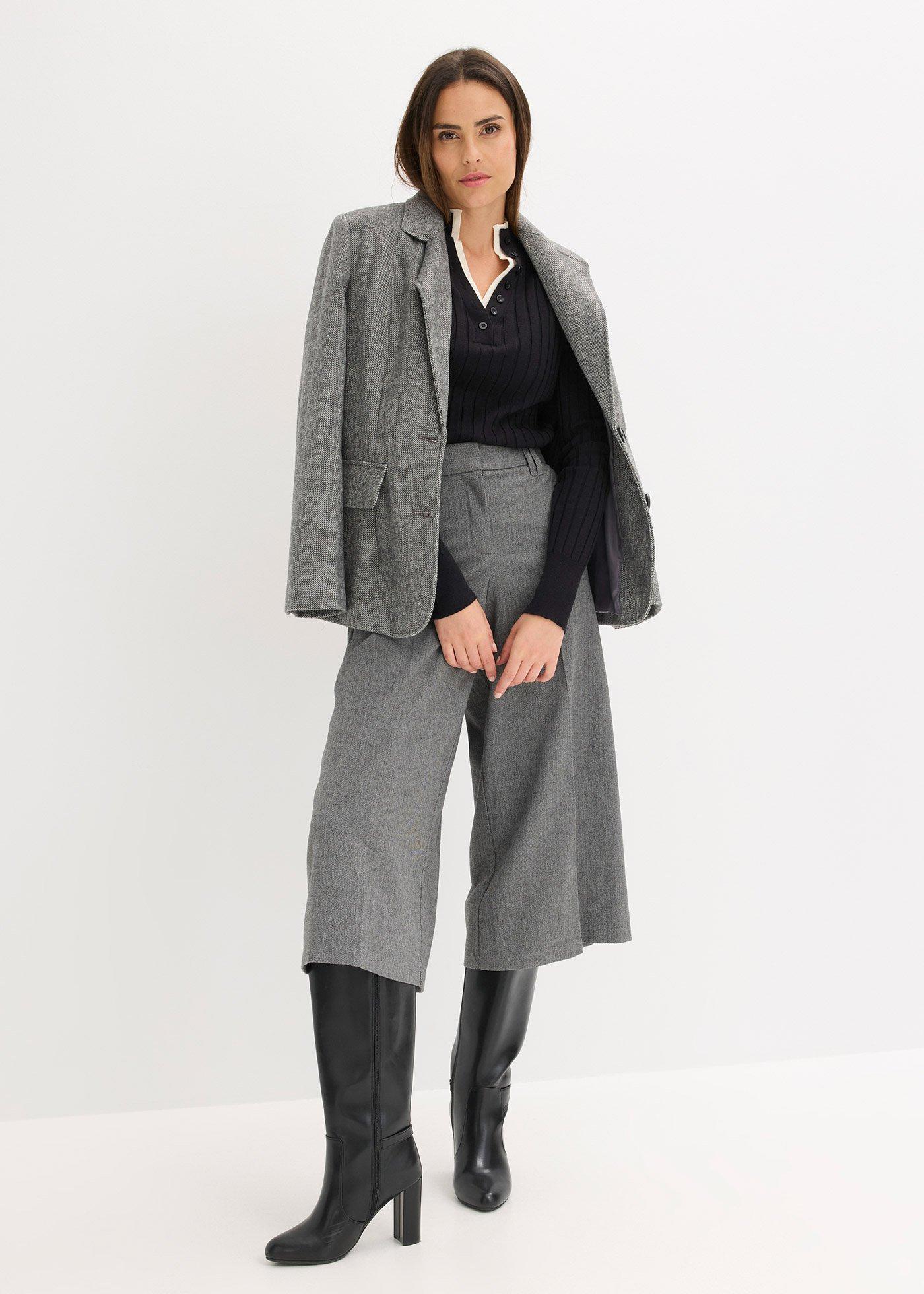 Sweter z prążkowanej tkaniny wiskozowej, 2 w 1 - Bonprix