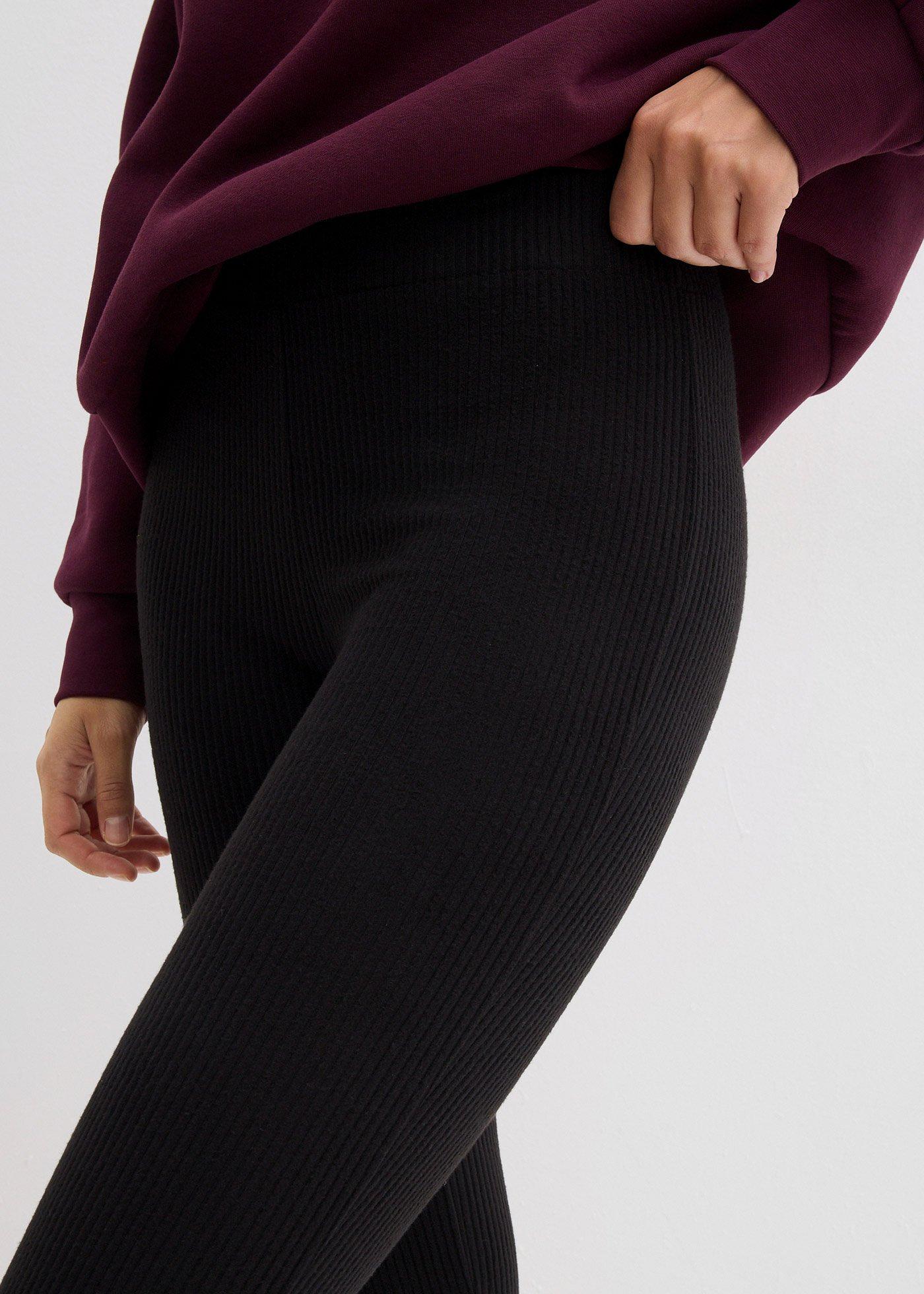 Legginsy ocieplane, z prążkowanej tkaniny termicznej - Bonprix