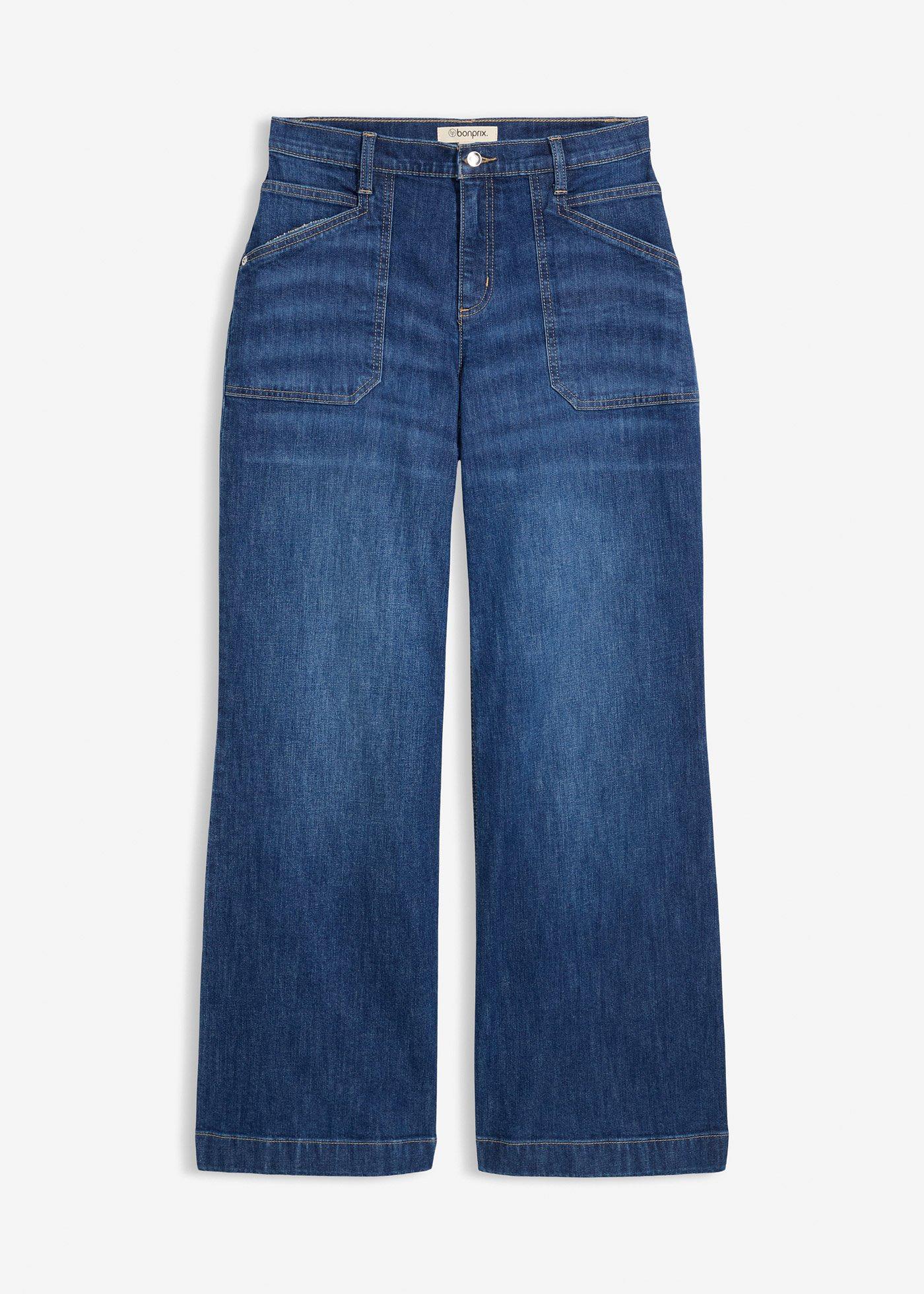 Jean Wide Leg taille mi-haute avec poches plaquées
