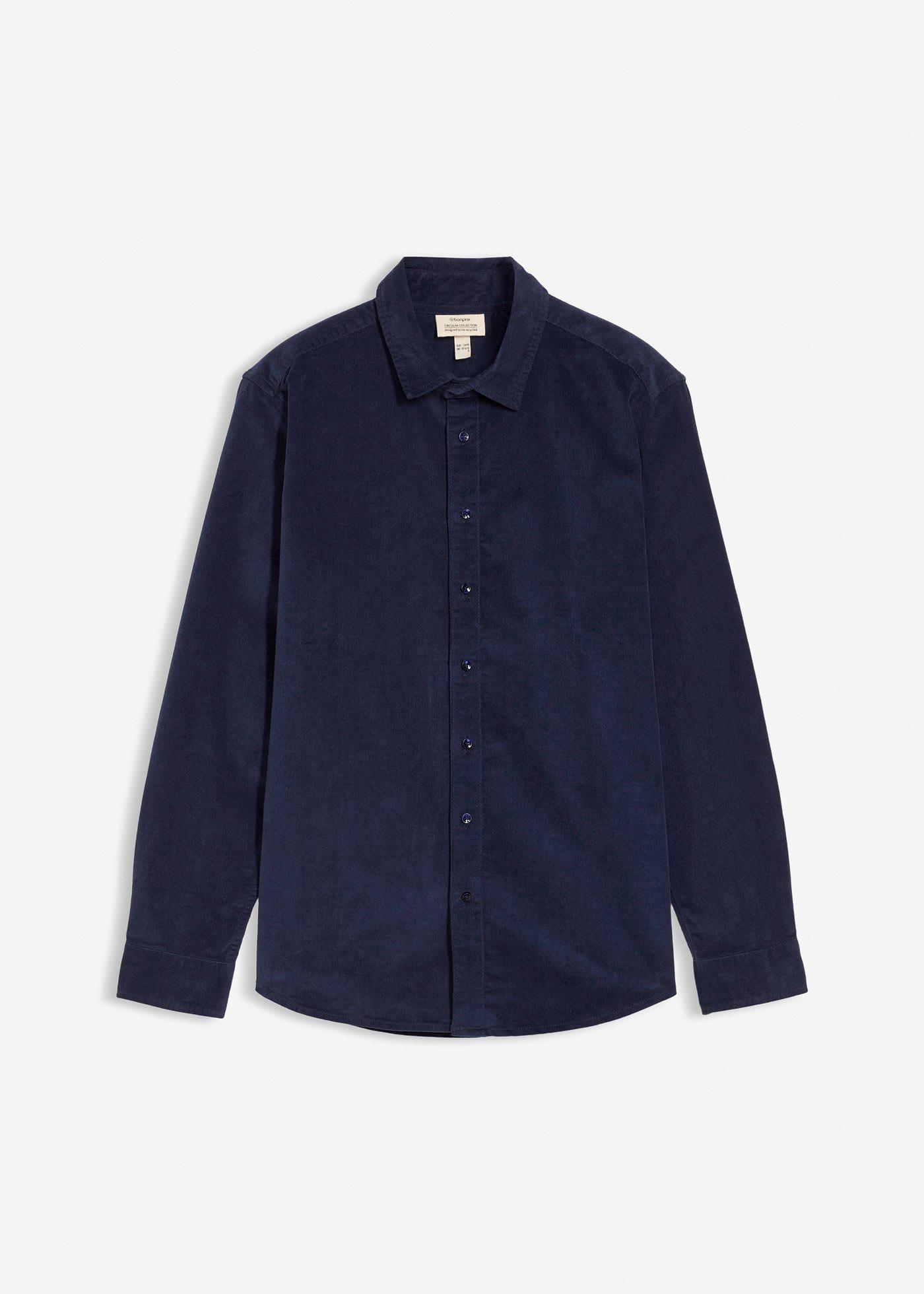 Chemise douce en velours de coton côtelé extensible