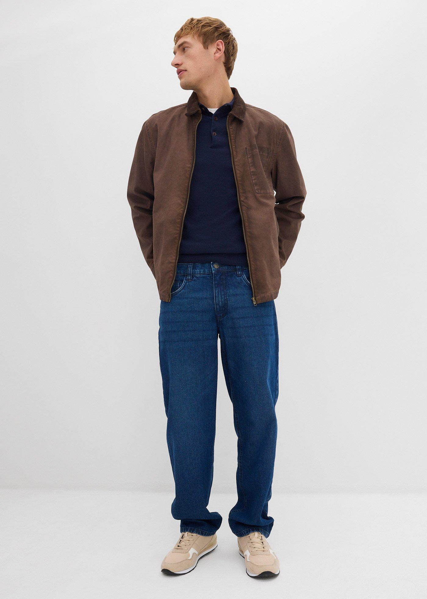 Cienki sweter z kołnierzykiem polo z domieszką wysokogatunkowej wełny merino, slim fit - Bonprix