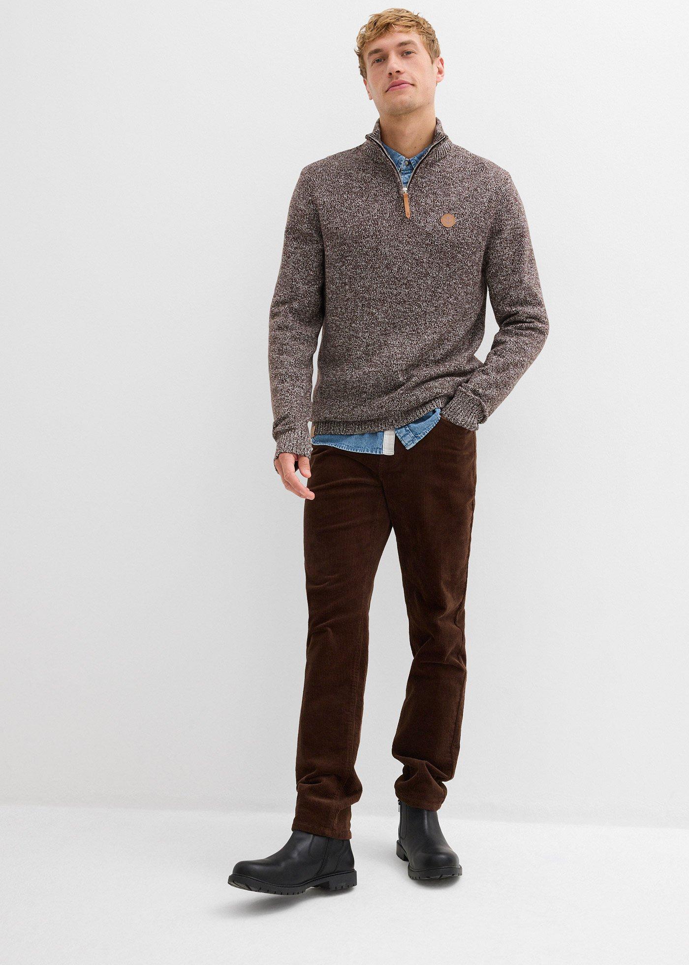Sweter ze stójką z czystej bawełny - Bonprix