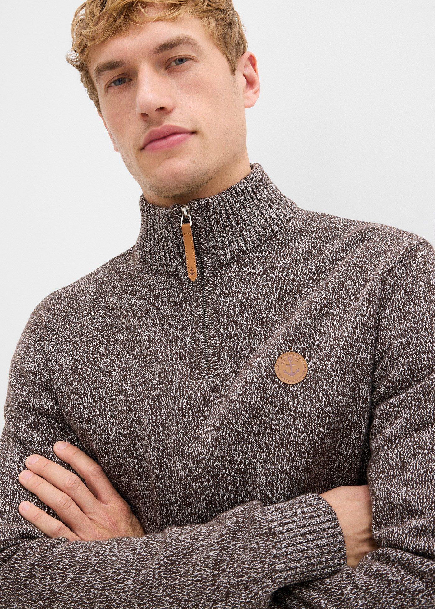 Sweter ze stójką z czystej bawełny - Bonprix