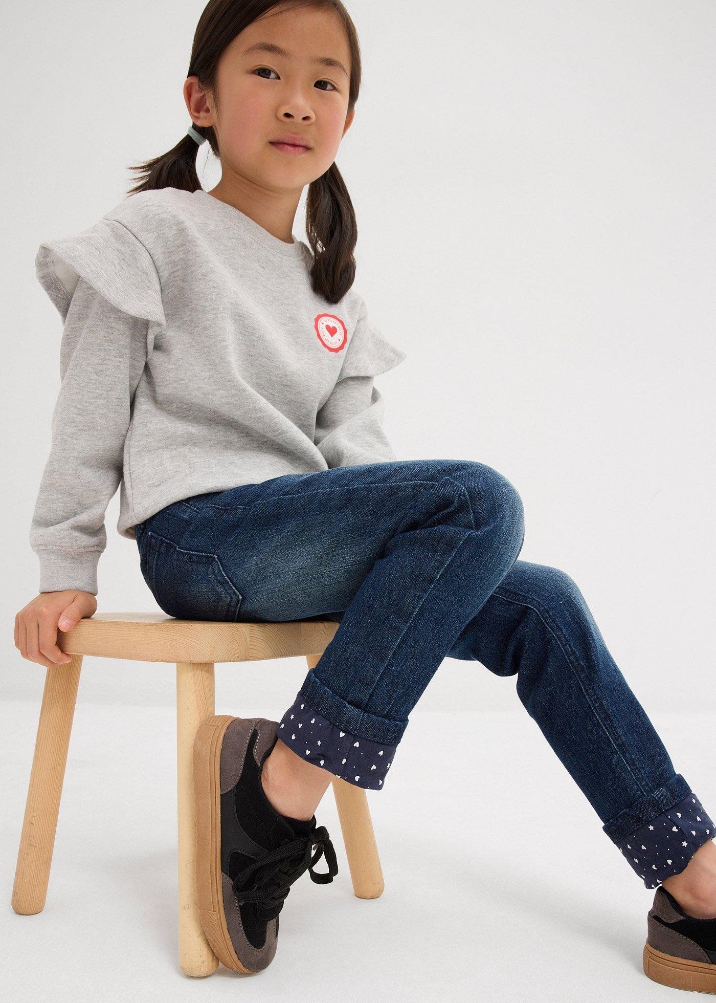 Dżinsy ocieplane na podszewce z dżerseju, slim fit - Bonprix