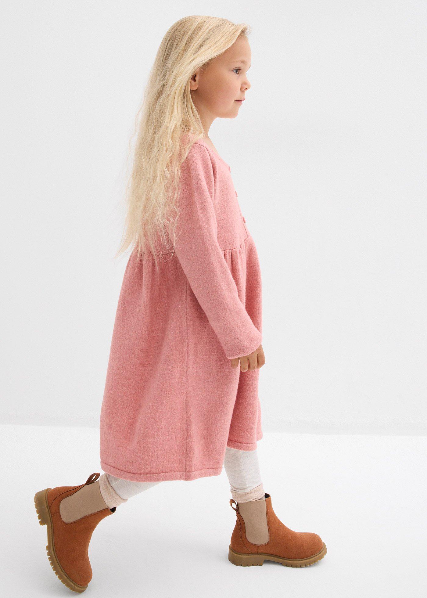 Sukienka dzianinowa z ozdobną plisą guzikową - Bonprix