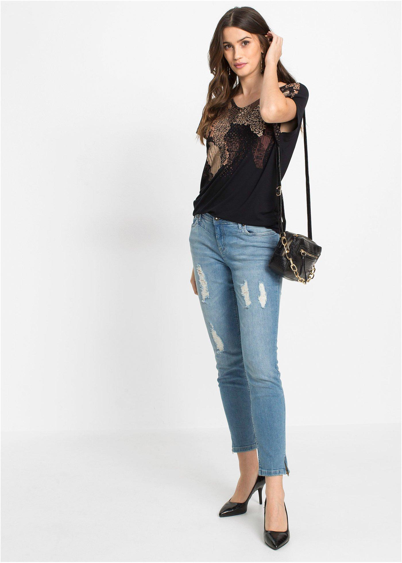 Bluzka z miękkiej mieszanki wiskozy - Bonprix