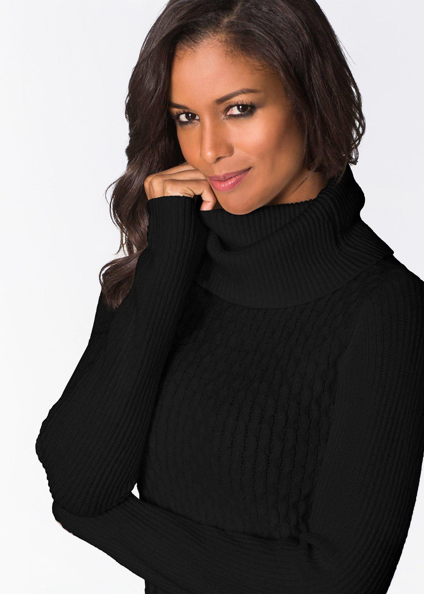 Dopasowana sukienka dzianinowa z golfem - Bonprix