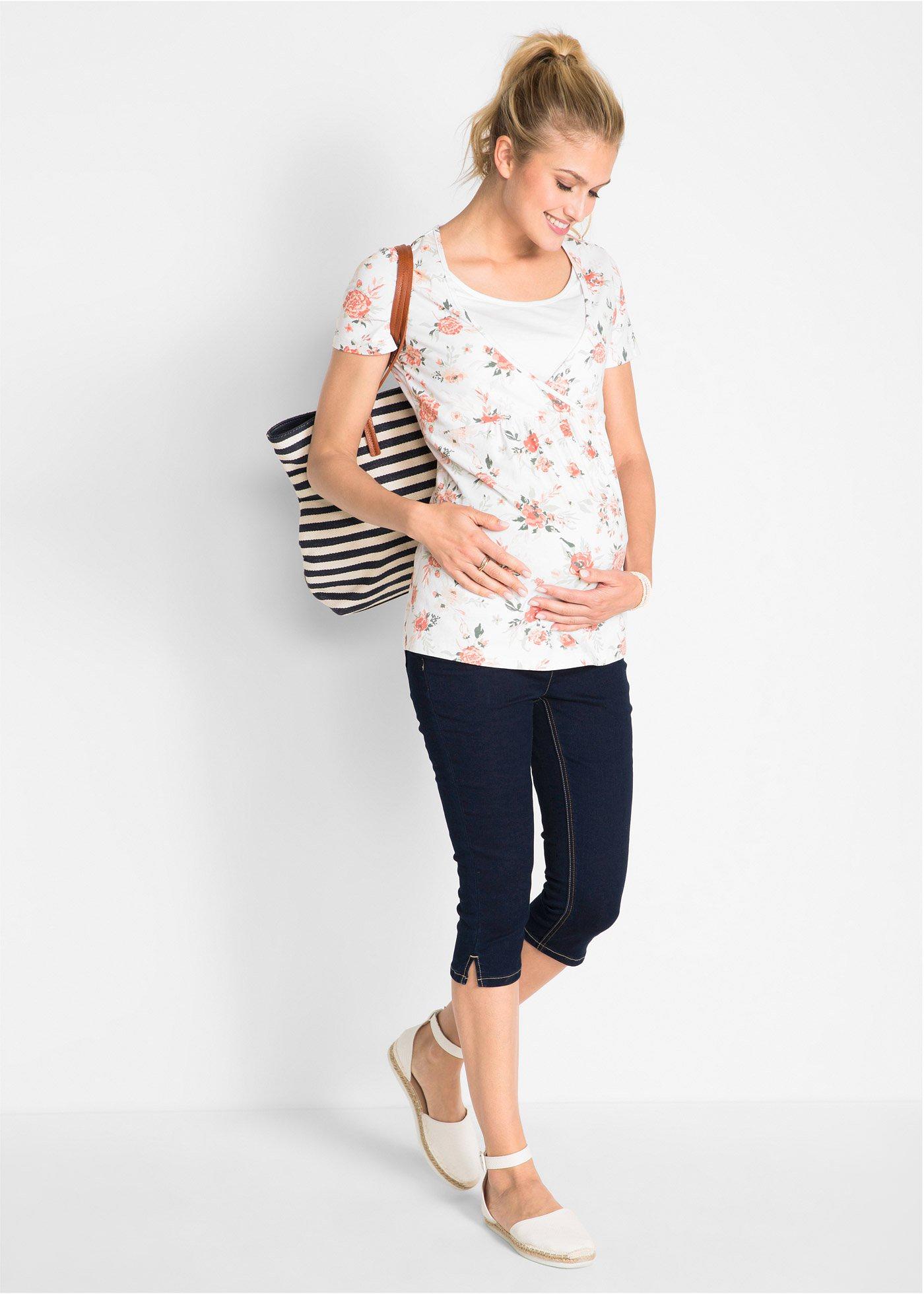 Shirt 2 w 1 ciążowy i do karmienia piersią, z bawełny organicznej - Bonprix