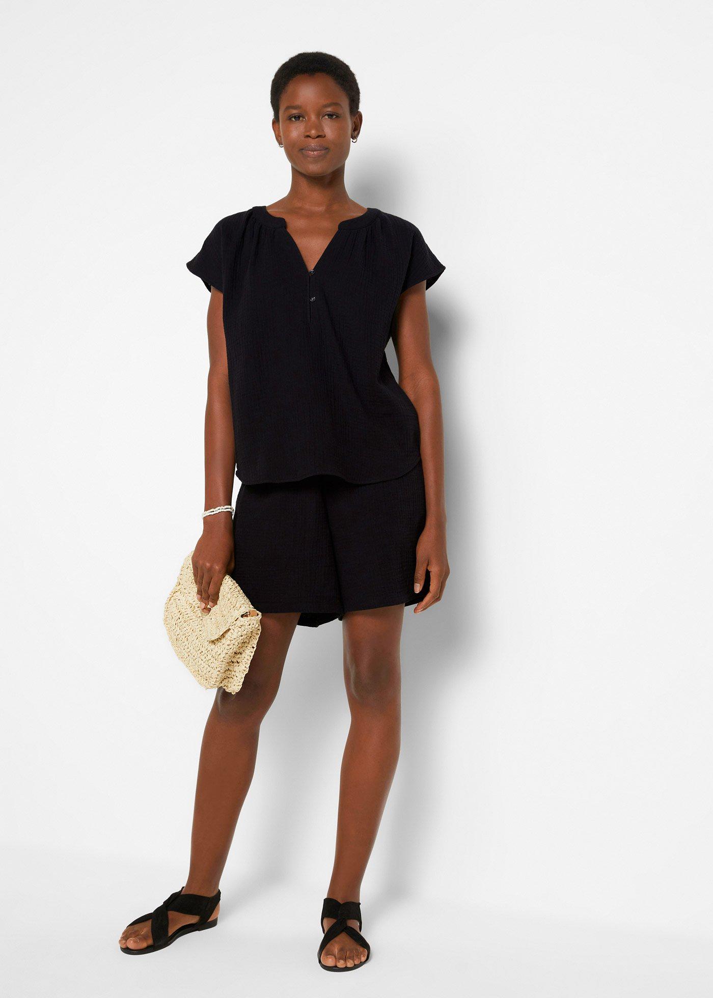 Bluzka muślinowa z krótkim rękawem, z czystej bawełny - Bonprix