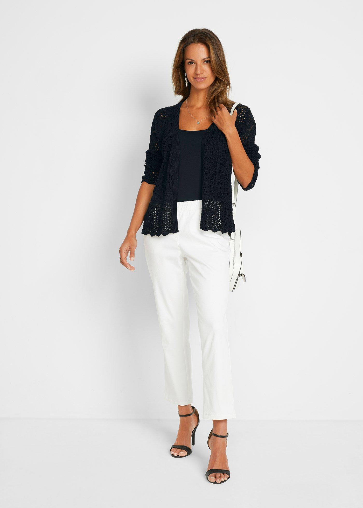 Ażurowy sweter bez zapięcia - Bonprix