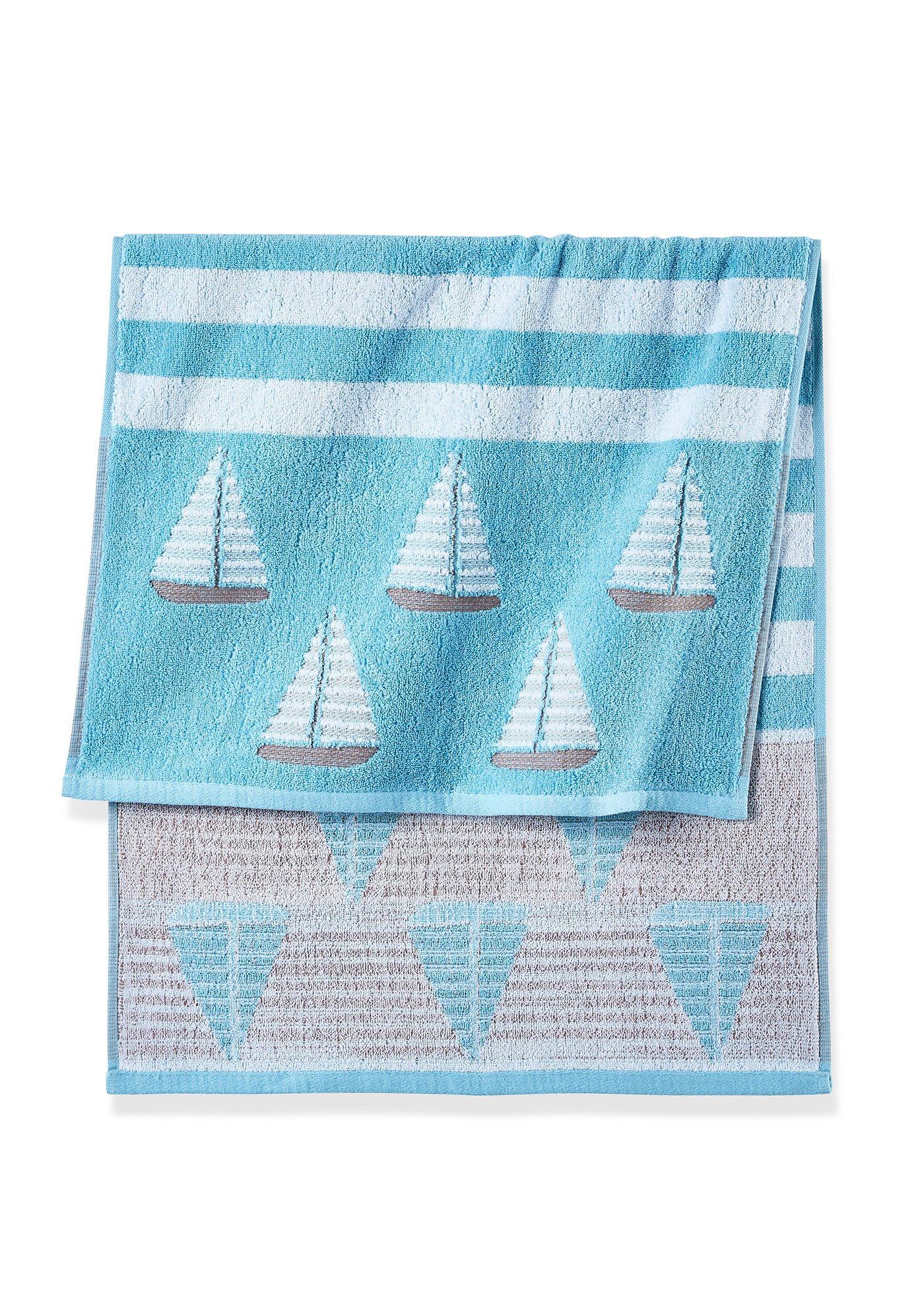 Serviette de toilette pur coton motif bateau