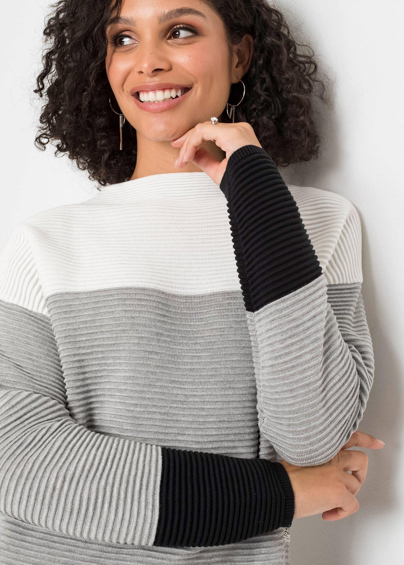 Długi sweter w paski - Bonprix