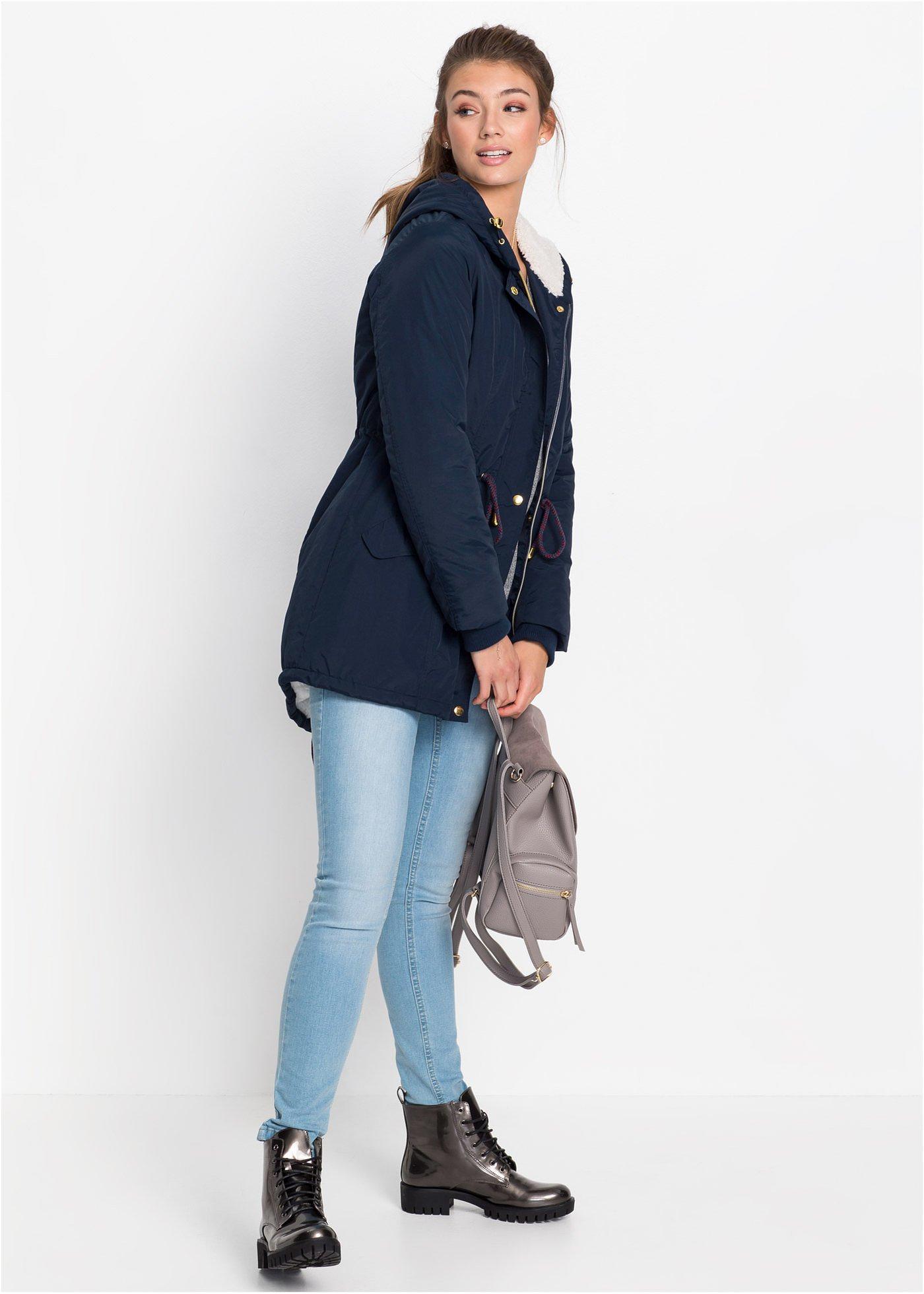 Kurtka parka na podszewce z polaru baranka - Bonprix