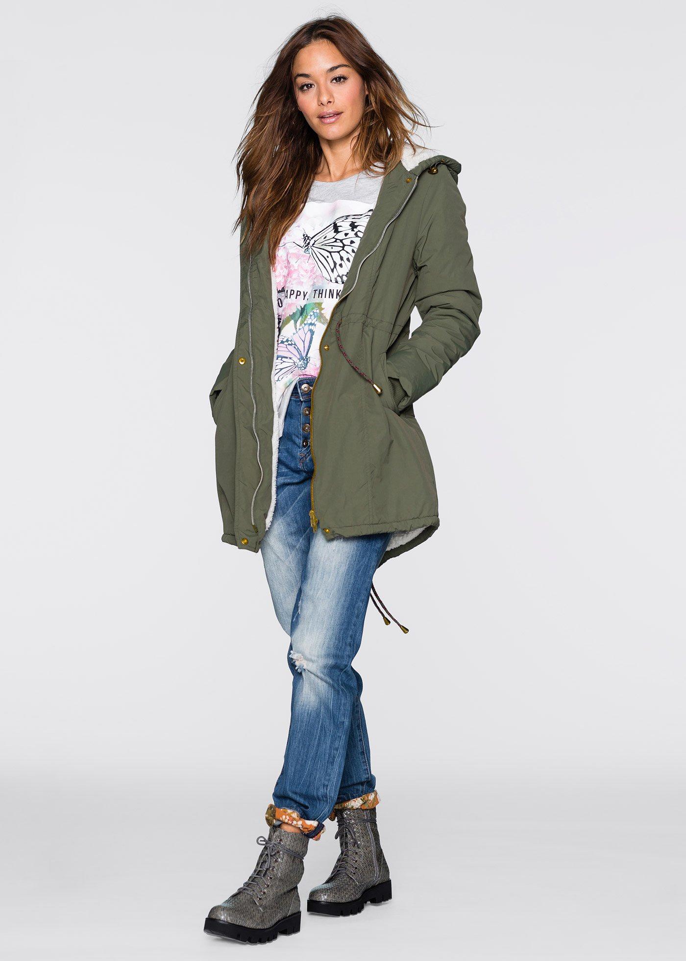 Kurtka parka na podszewce z polaru baranka - Bonprix