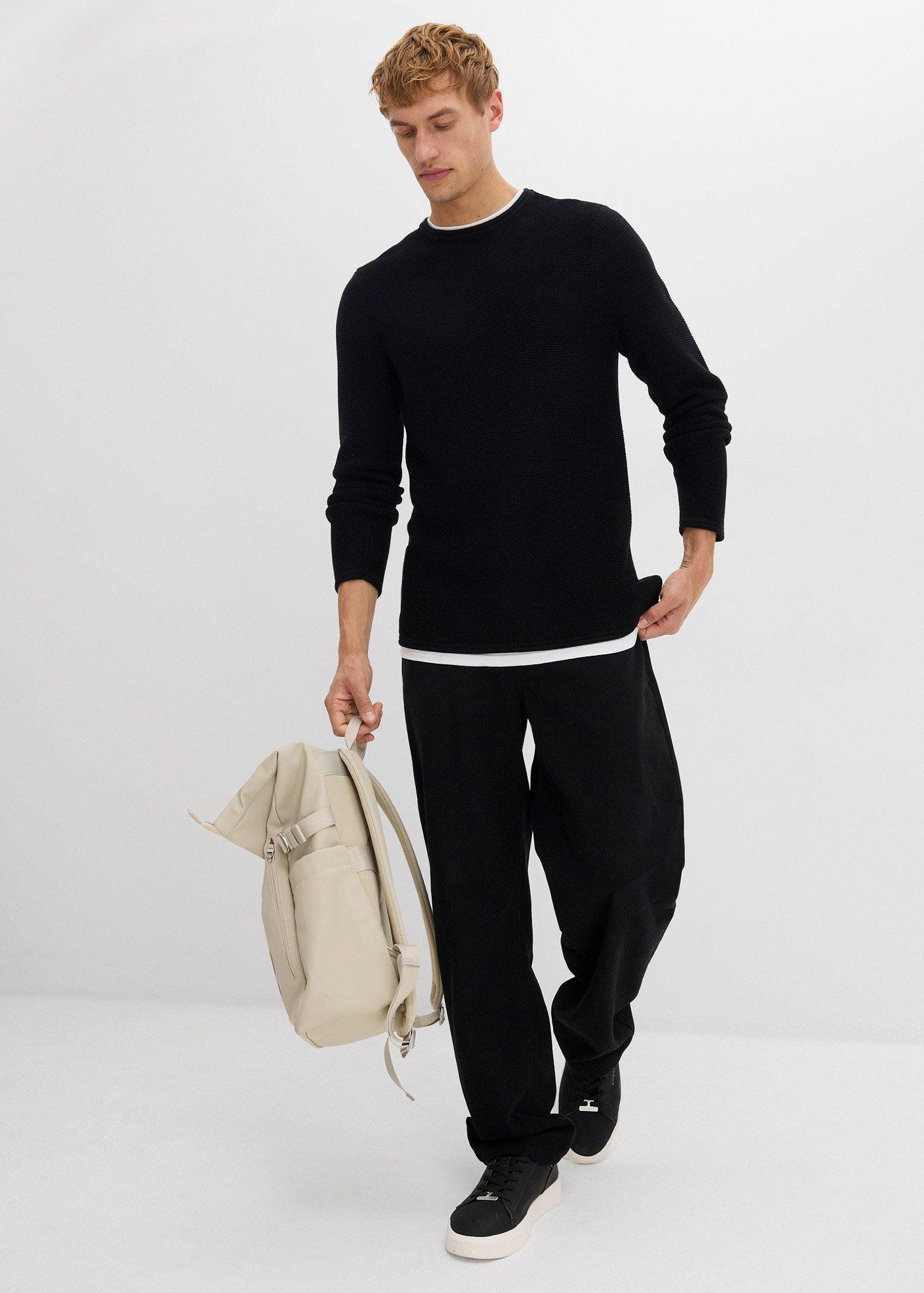 Strukturowany sweter 2 w 1, z bawełną - Bonprix