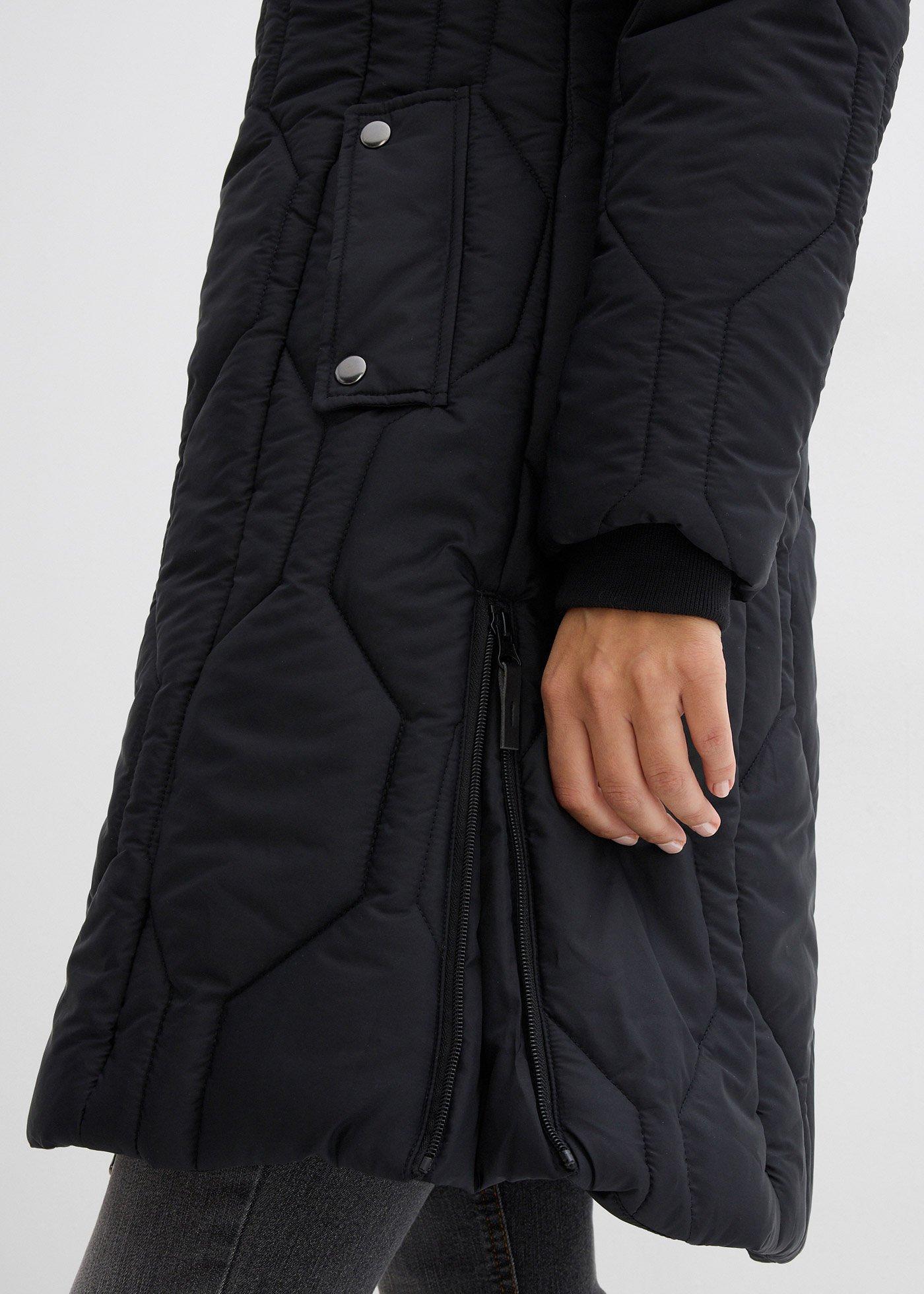 Krótki płaszcz z  pikowanym przeszyciem w diamentowy wzór, z zamkami po bokach - Bonprix