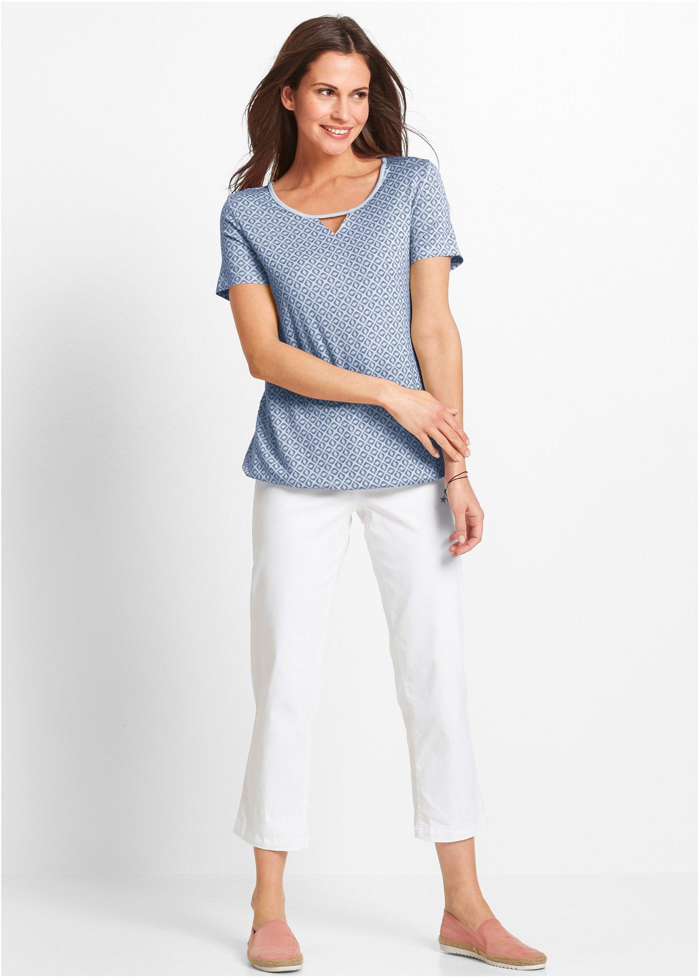 Shirt z gumką, krótki rękaw - Bonprix