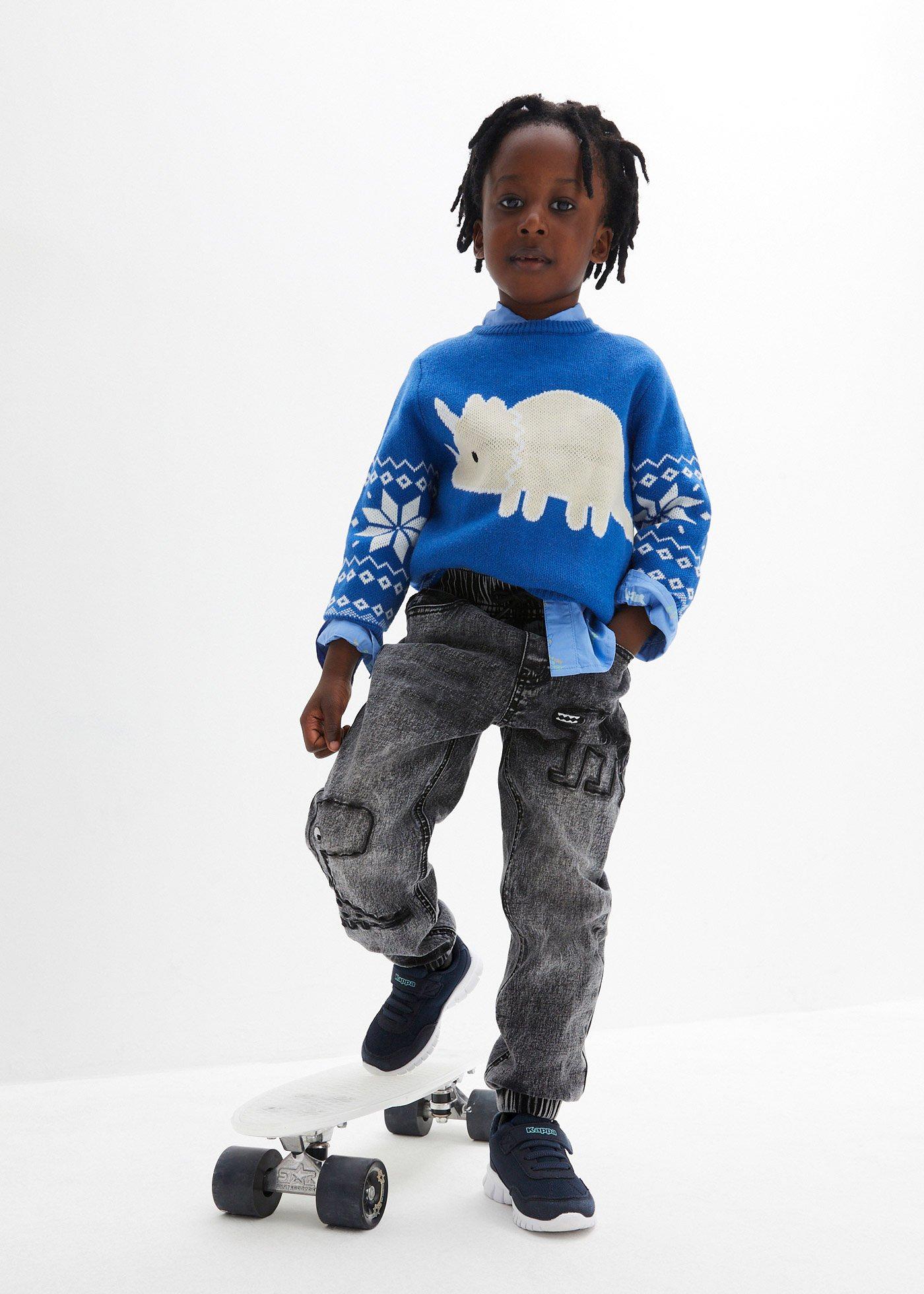 Dżinsy z termiczną podszewką z dżerseju, z gumką w talii, regular fit - Bonprix