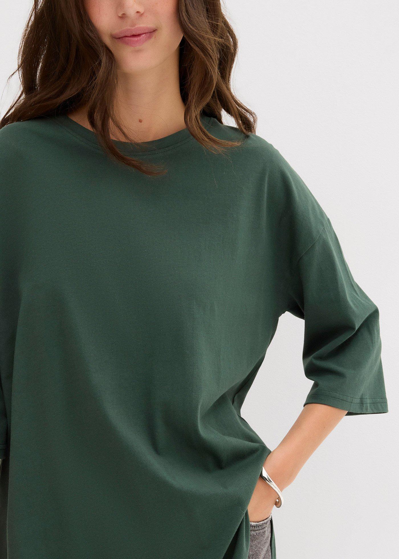 Długa koszulka oversize z czystej bawełny organicznej - Bonprix