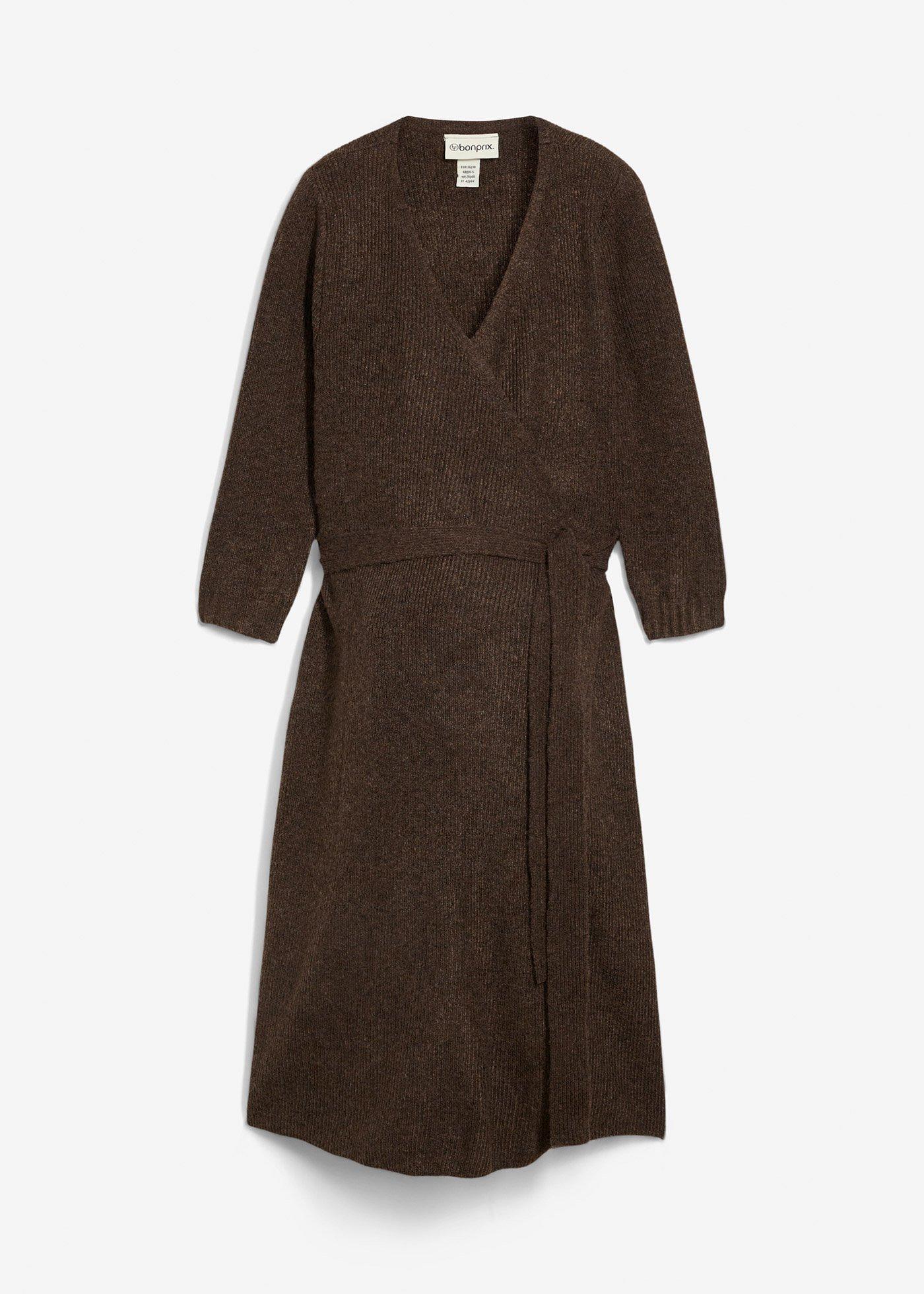 Rochie tricotată ripsat din fire soft, pentru maternitate cu mâneci 3/4