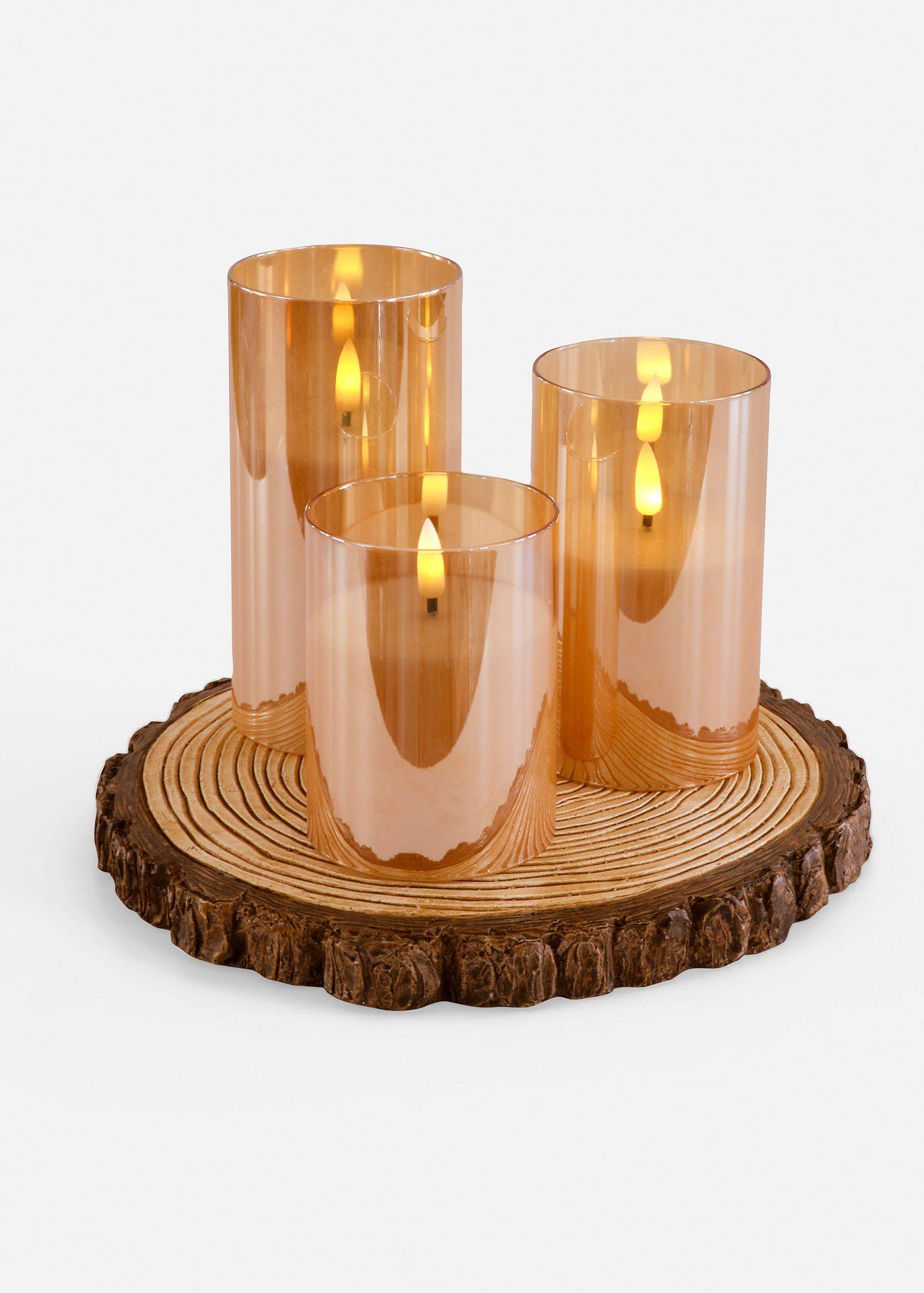 Figurines déco avec bougies LED (ens. 3 pces)
