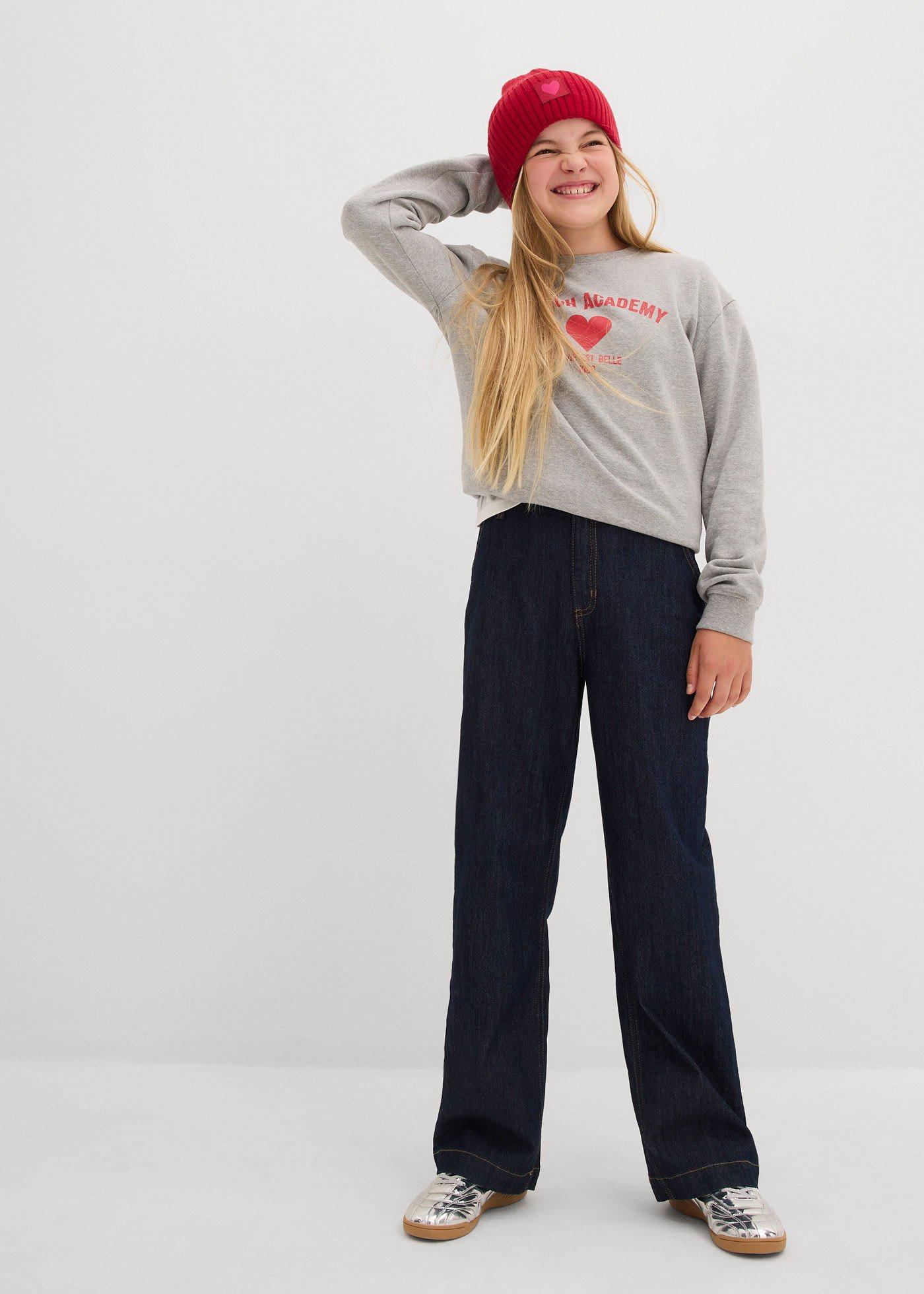 Dżinsy z szerokimi nogawkami, mid waist - Bonprix