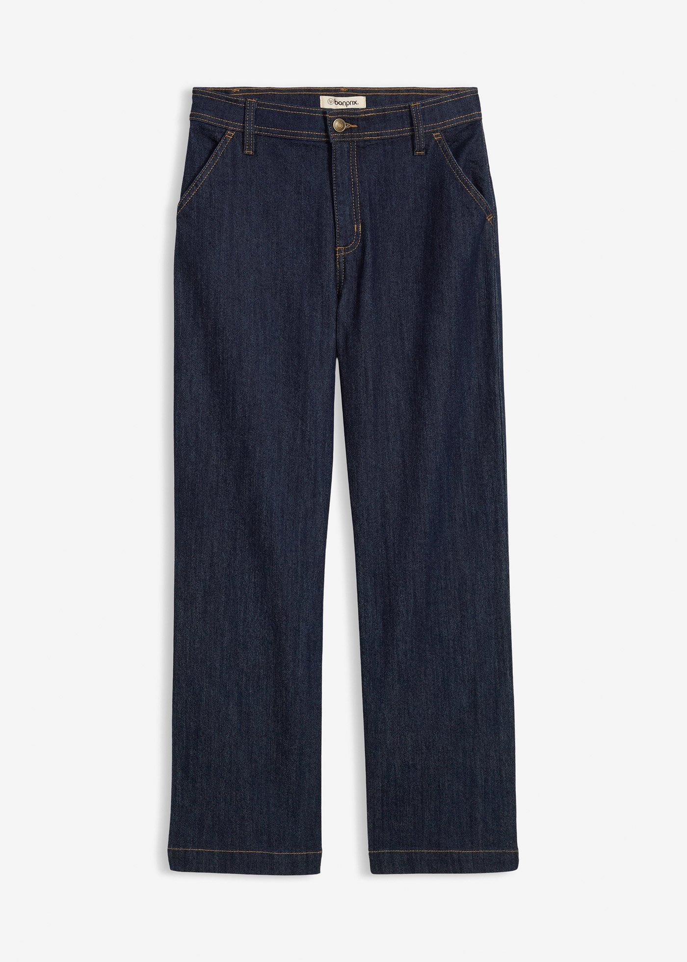 Dżinsy z szerokimi nogawkami, mid waist - Bonprix
