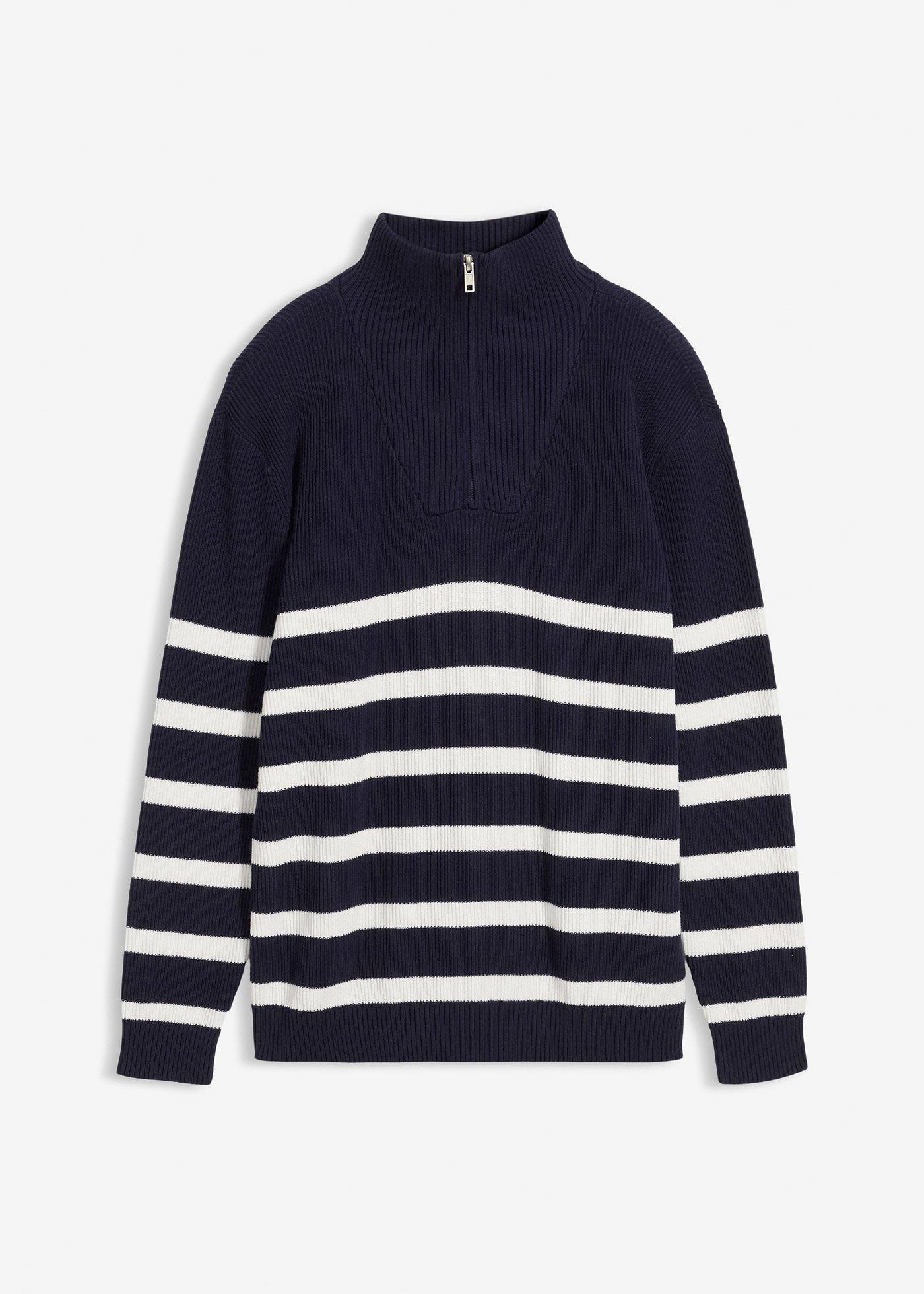 Sweter ze stójką z czystej bawełny - Bonprix