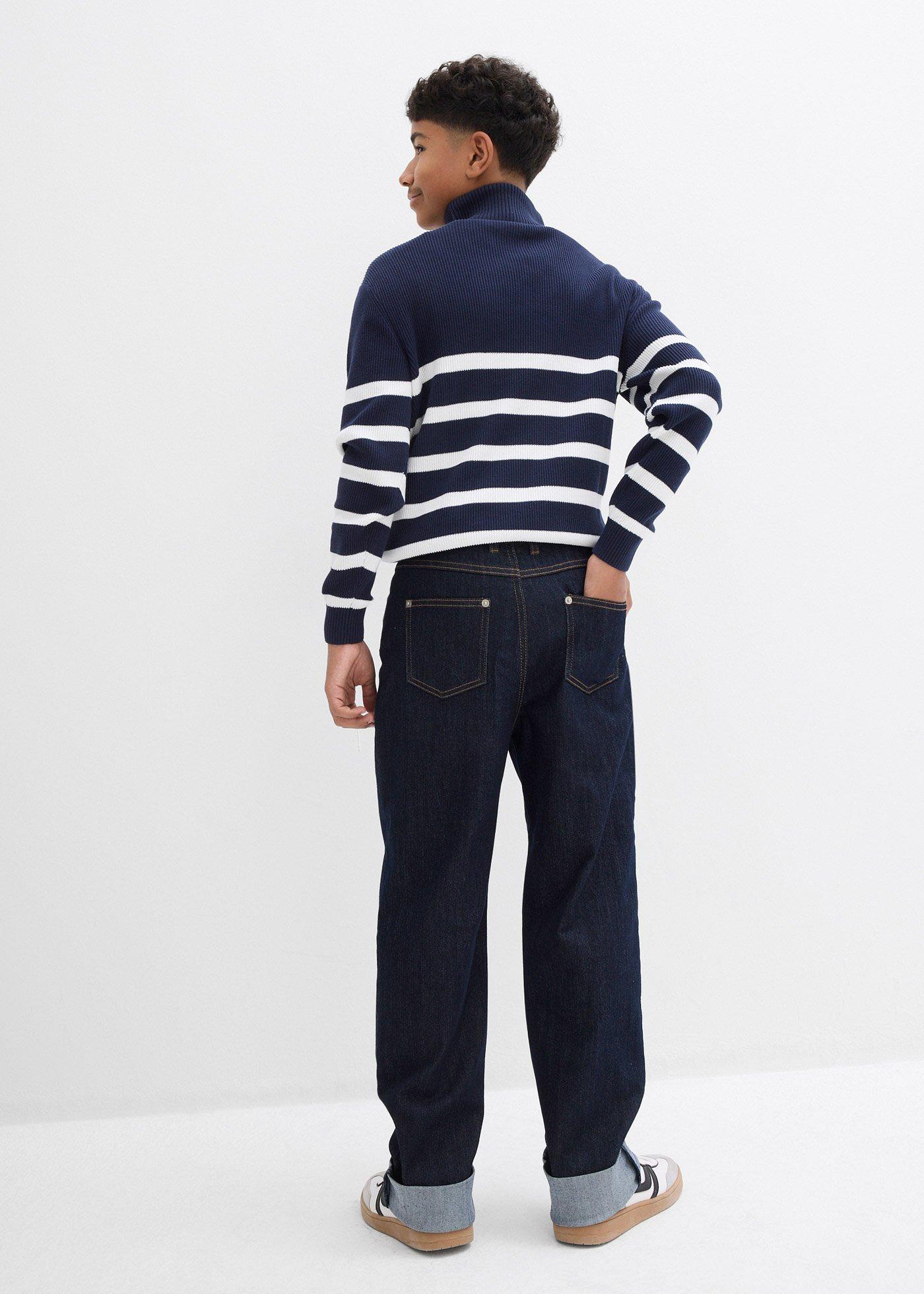 Dżinsy loose fit ze stretchem, regulowany pas, prosta nogawka - Bonprix