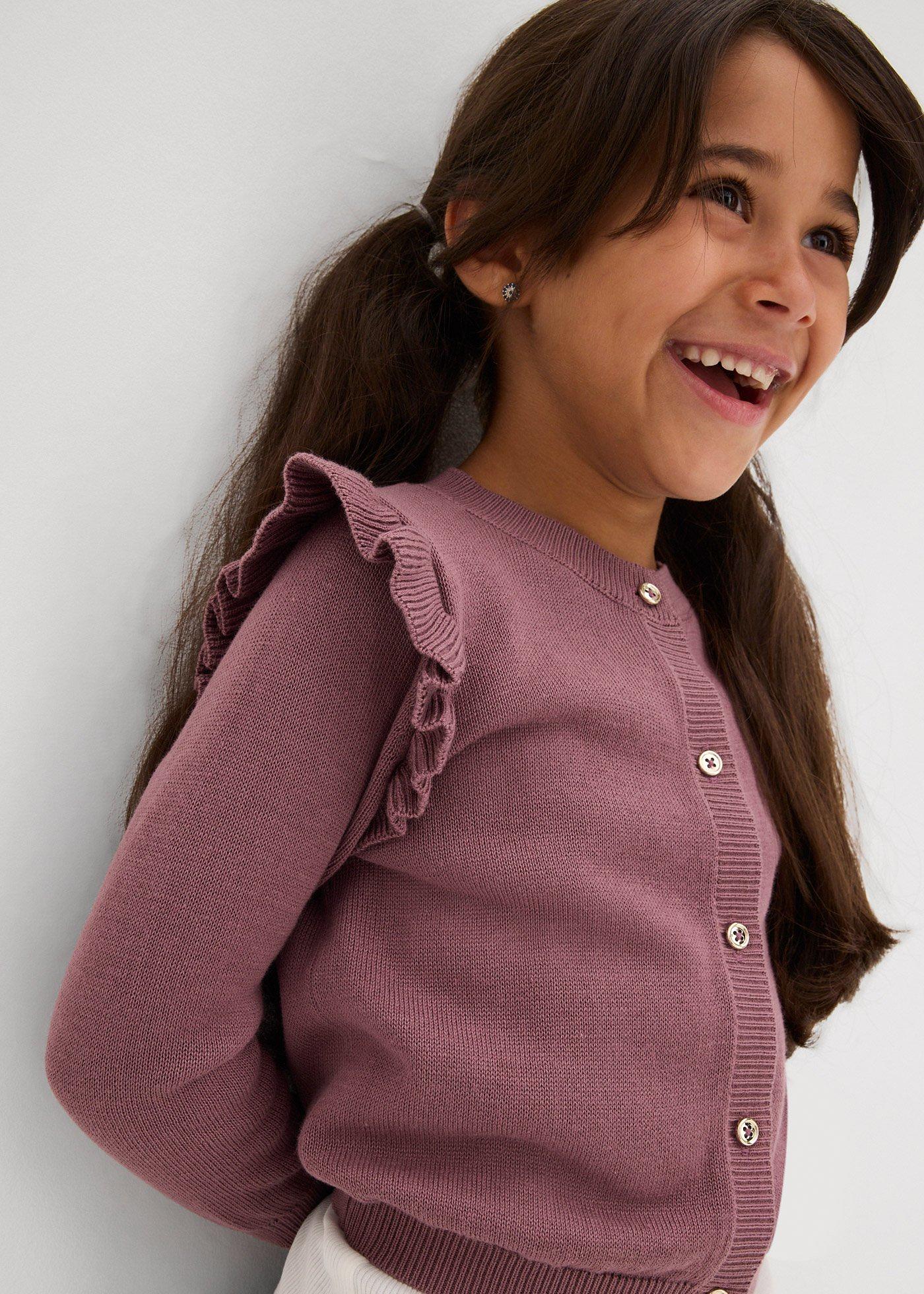 Kardigan z cienkiej dzianiny z rękawami z falbankami - Bonprix